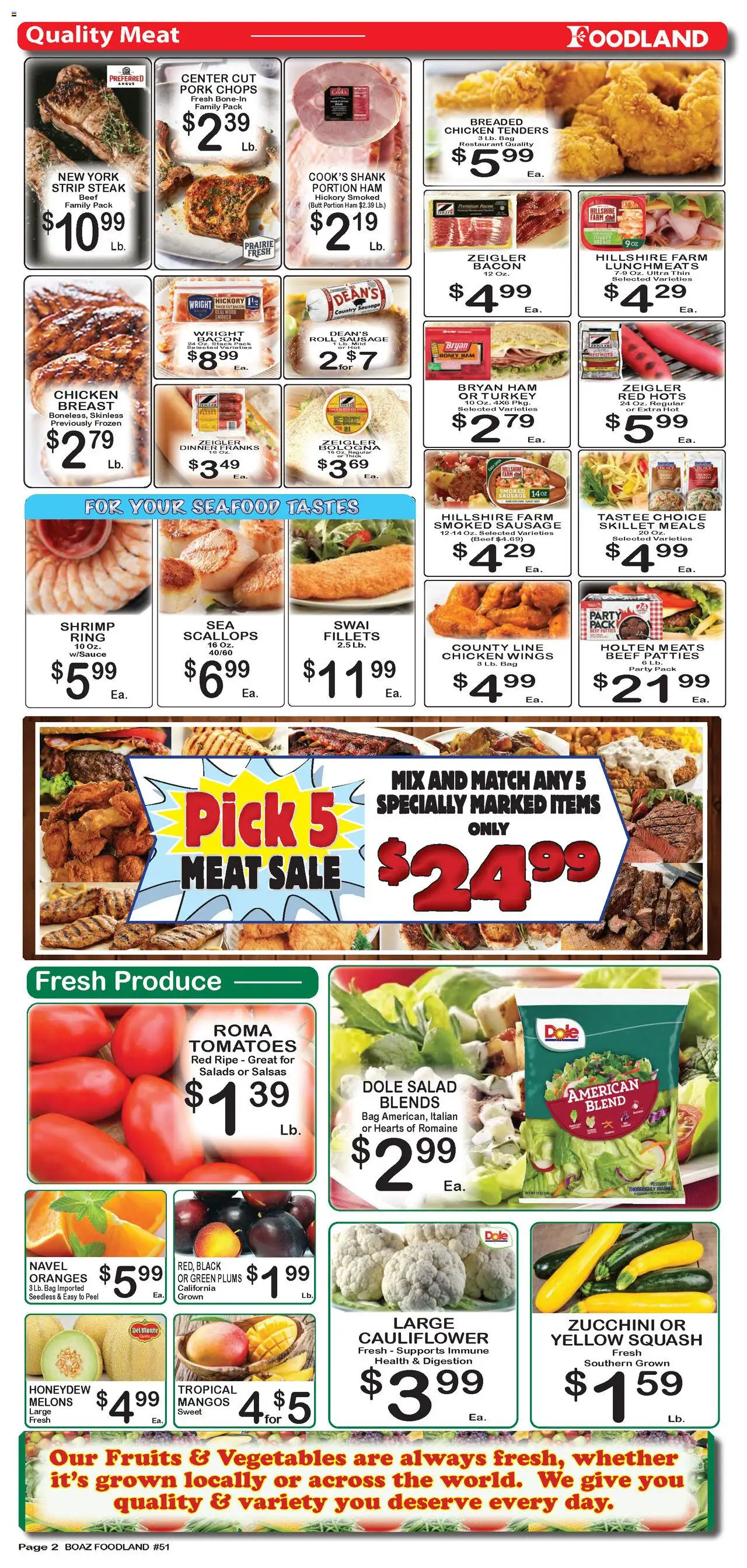 Foodland Weekly Ad - valid from 19.08.2025 | Page: 2 | Products: Ham, Vegetables, Seafood, Bag