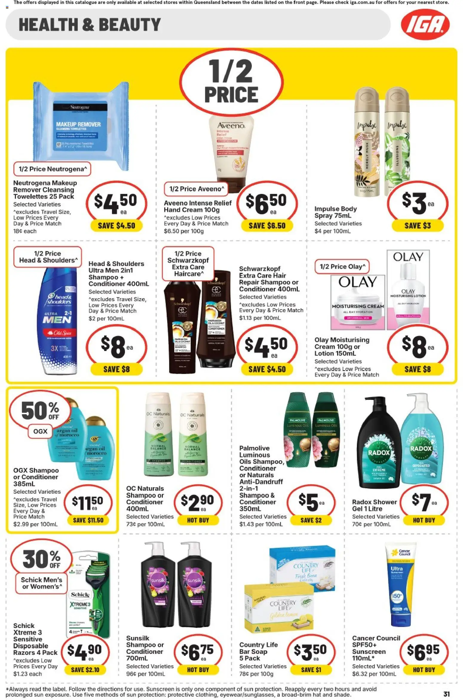 IGA catalogue - valid from 24.12.2025 | Page: 34 | Products: Shower, Sunscreen, Lotion, Argan oil