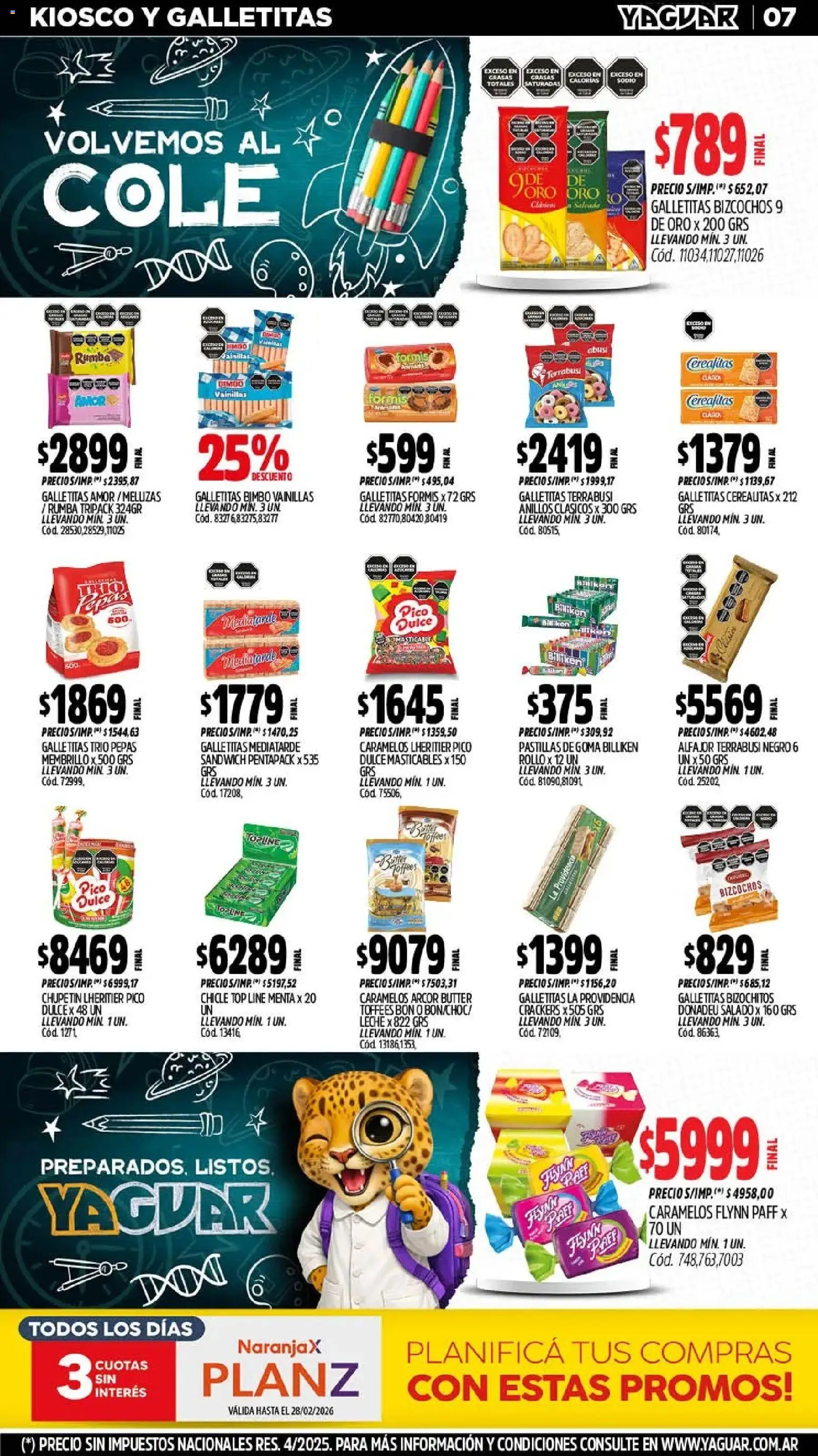 Yaguar - Oferta Semanal Santa Fé │ válido desde el 23.02.2026 | Página: 7 | Productos: Top, Leche, Alfajor, Bizcochos