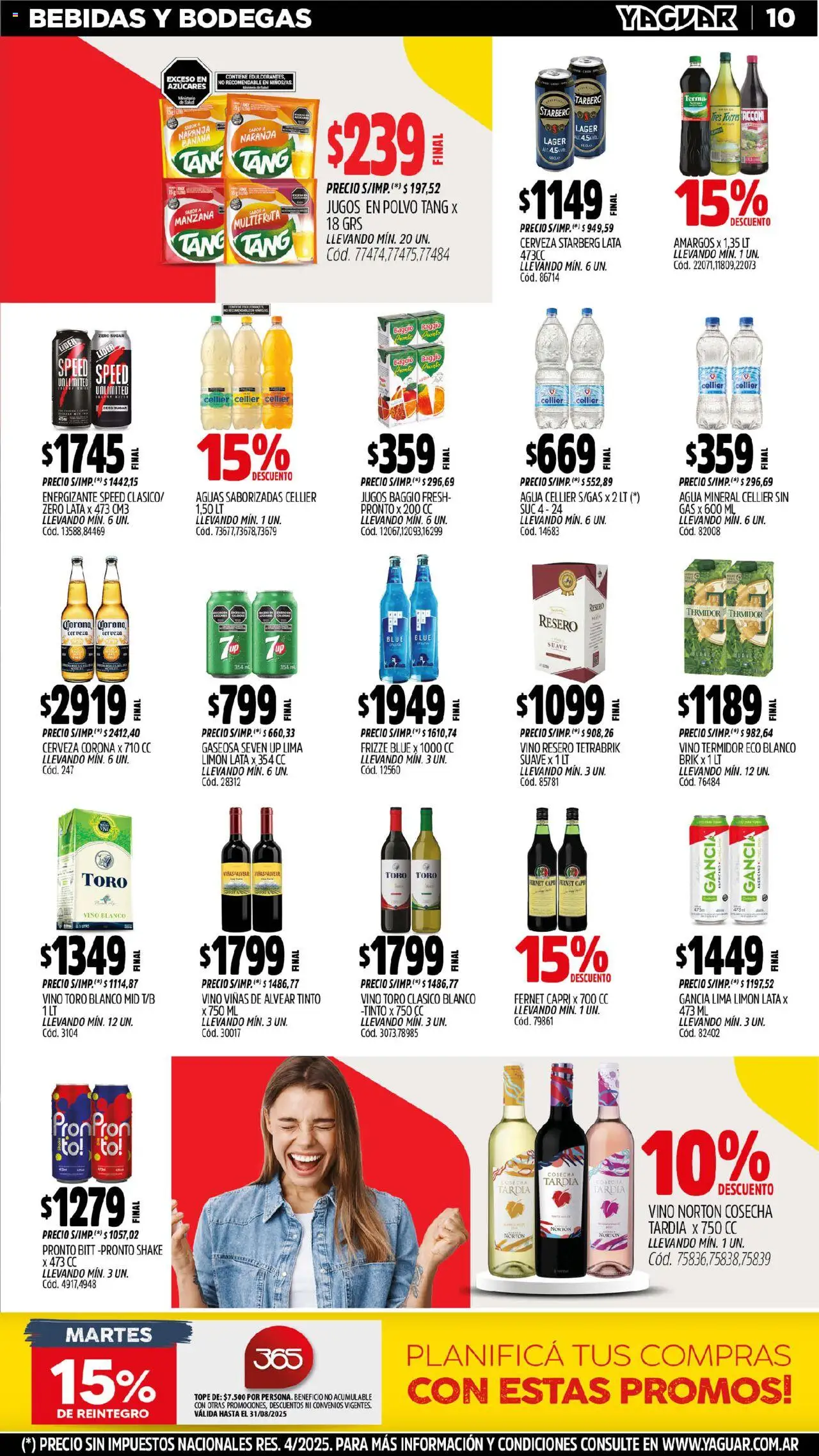 Yaguar - Santa Fe │ válido desde el 18.08.2025 | Página: 10 | Productos: Banana, Gaseosa, Lima, Manzana