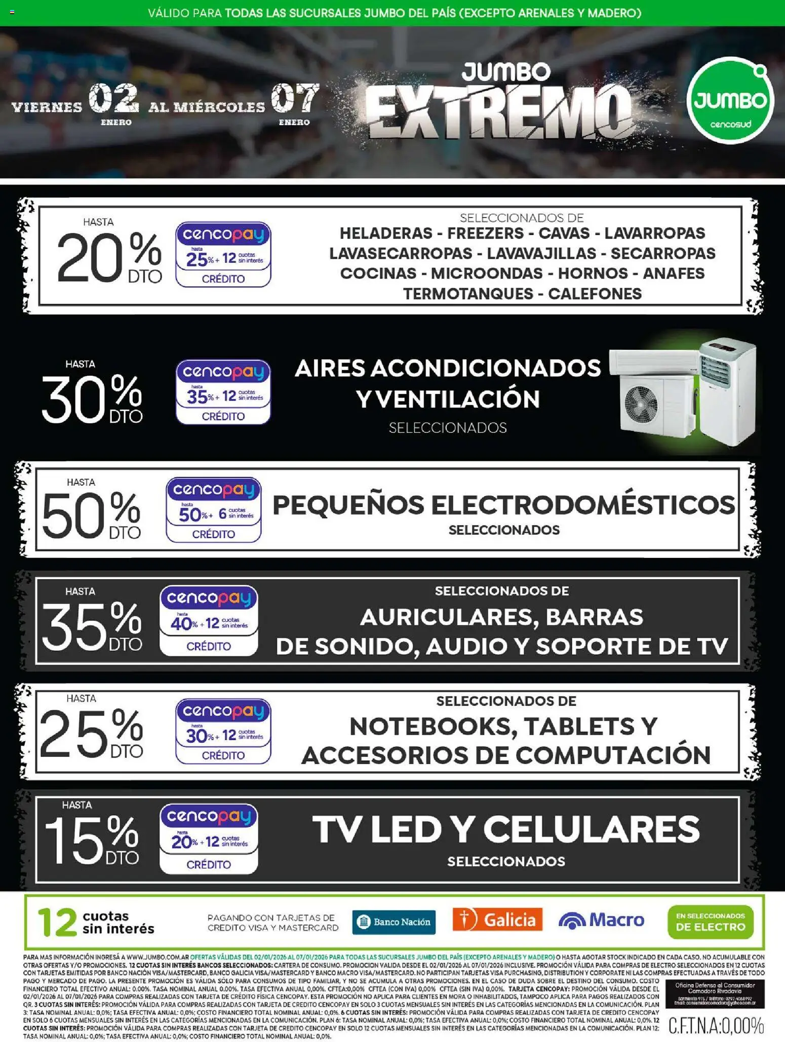 Jumbo - Oferta | Electro y Hogar │ válido desde el 02.01.2026 | Página: 1 | Productos: Audio, Cartera, Lavarropas, Microondas