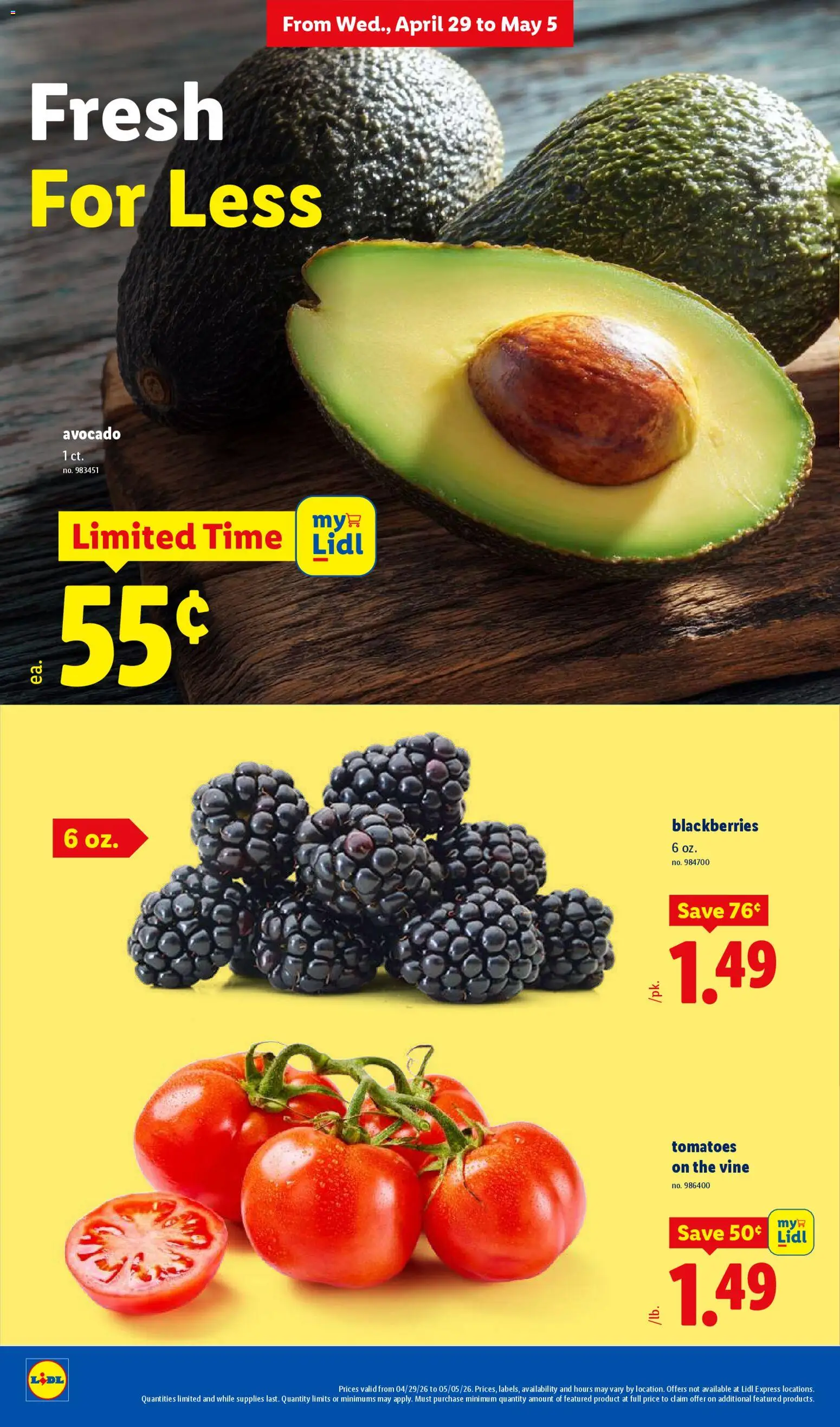 Lidl Weekly Ad - valid from 29.04.2026 | Page: 2 | Products: Tomatoes, Avocado