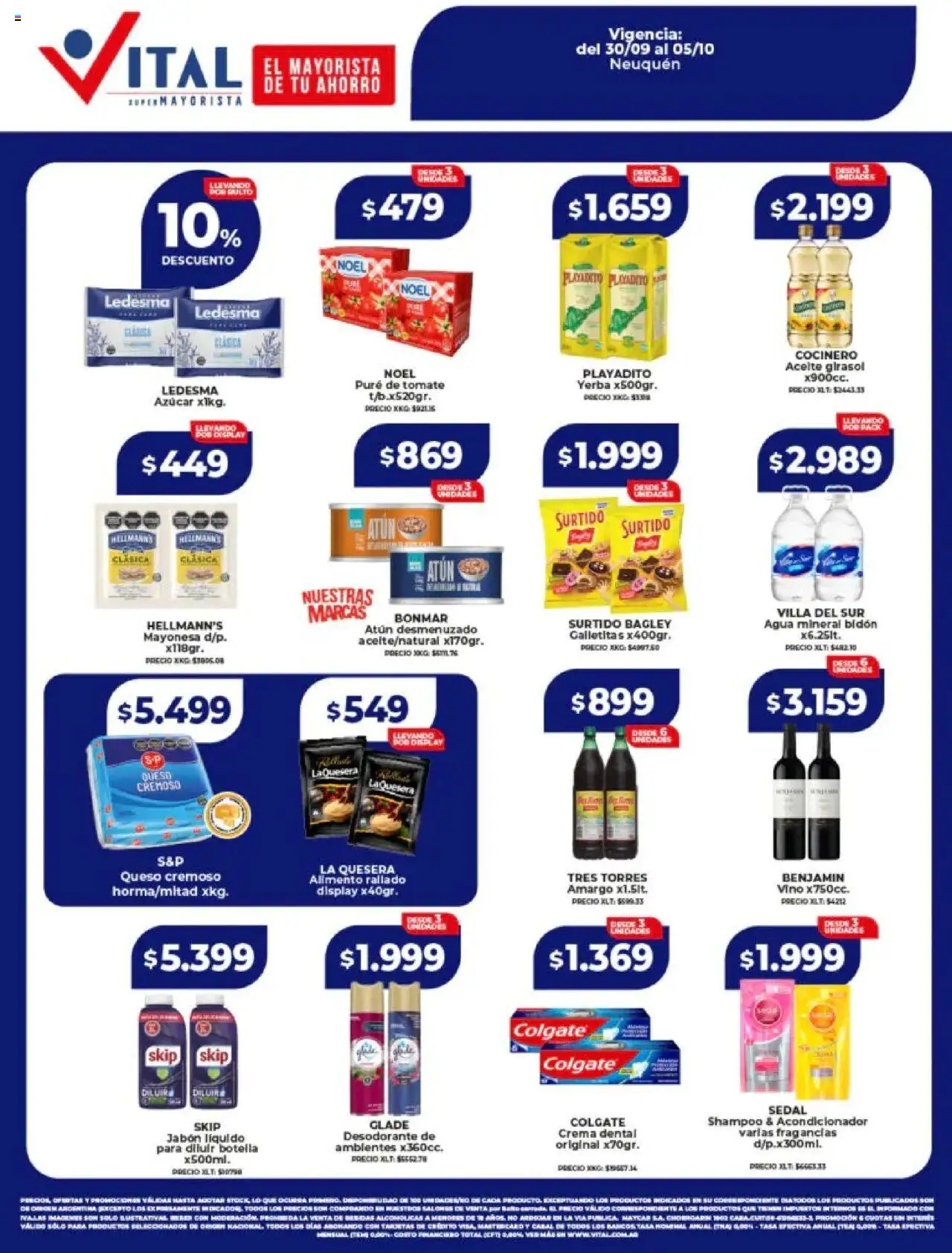 Vital - Ofertas Neuquén │ válido desde el 30.09.2025 | Página: 1 | Productos: Azucar, Mayonesa, Desodorante, Agua