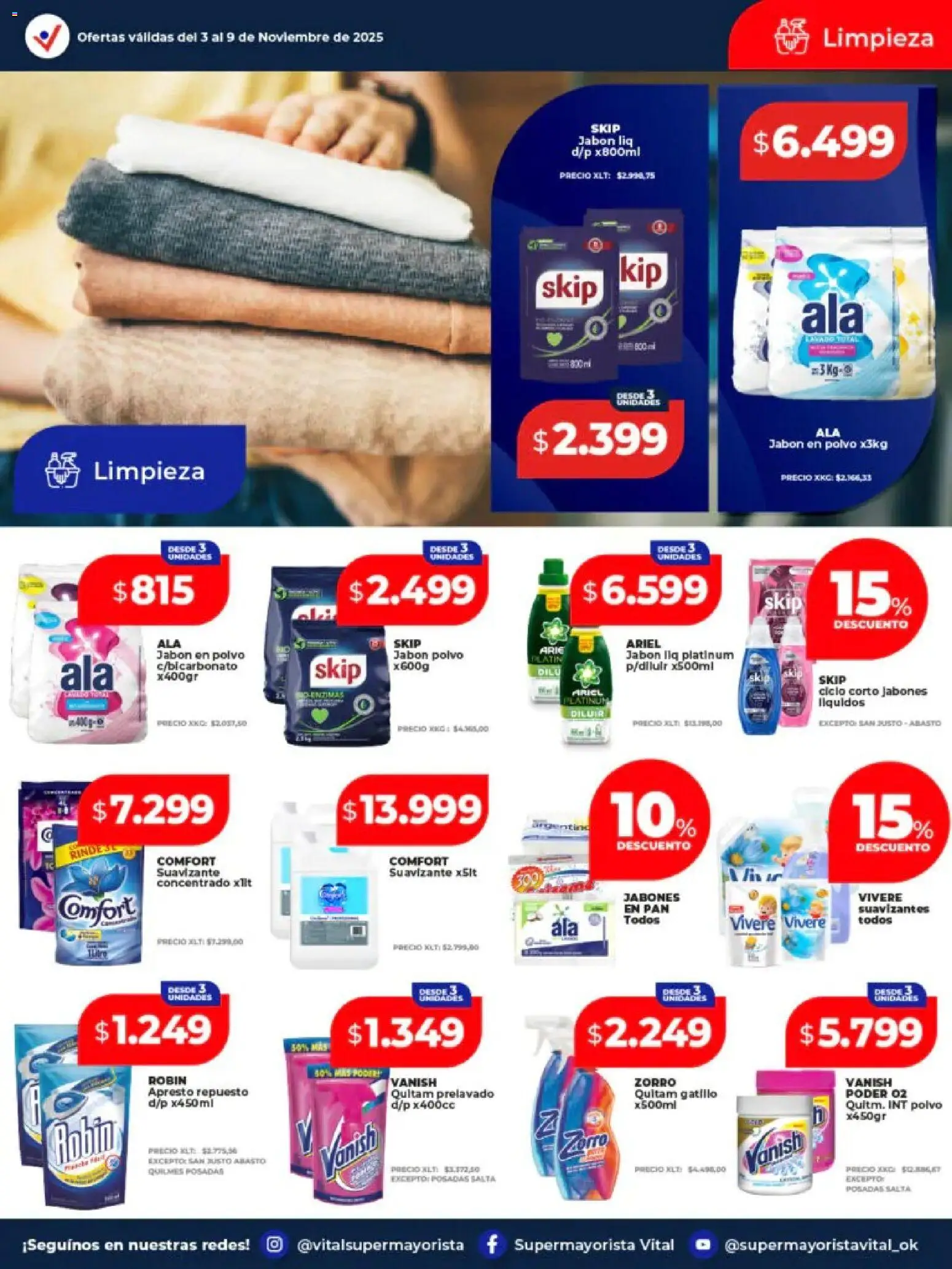 Vital - Ofertas - Salta │ válido desde el 03.11.2025 | Página: 8 | Productos: Jabón, Jabón en polvo, Pan, Suavizante