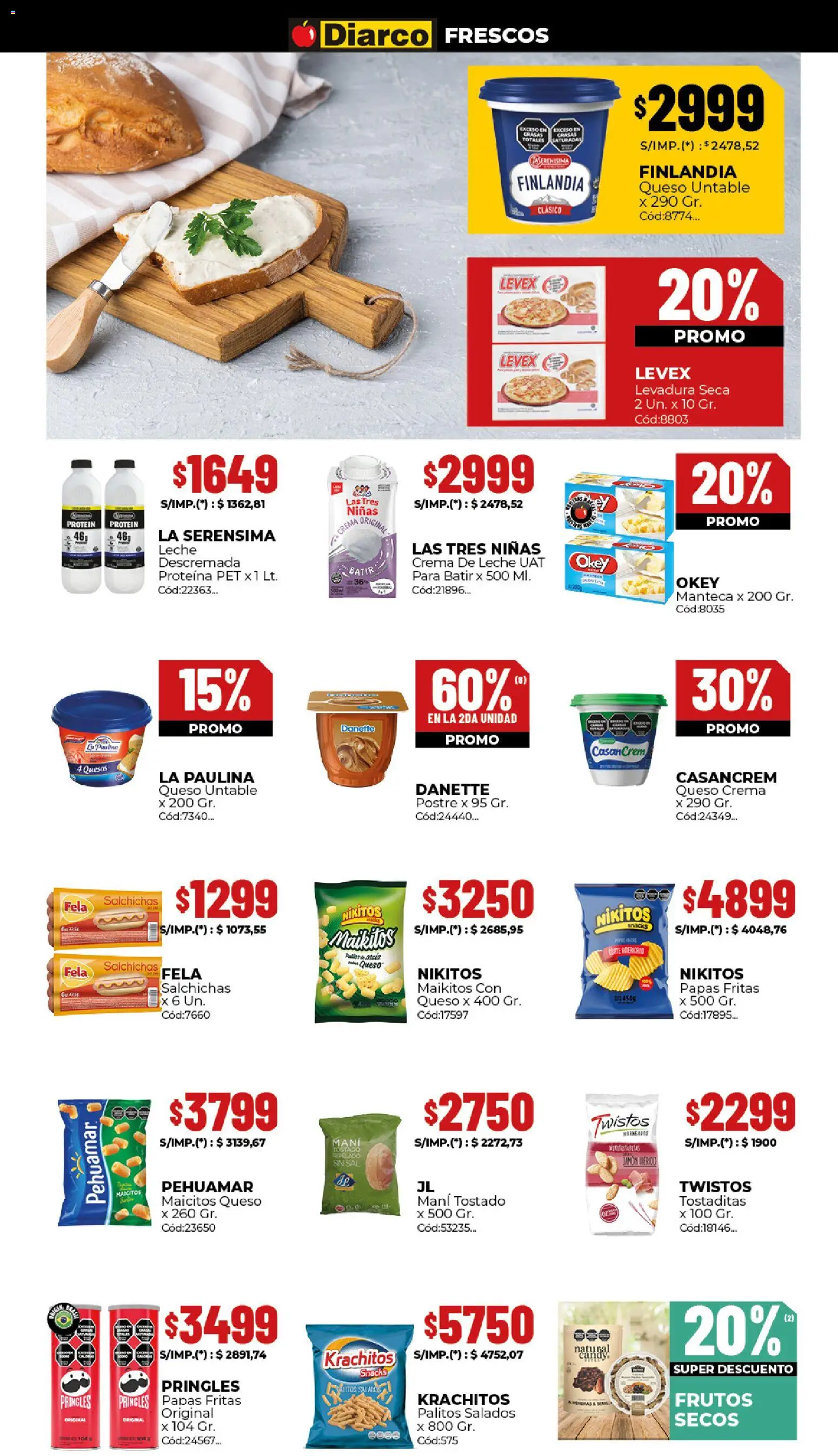 Diarco - Ofertas  │ válido desde el 24.11.2025 | Página: 12 | Productos: Mani, Queso, Jamón, Crema