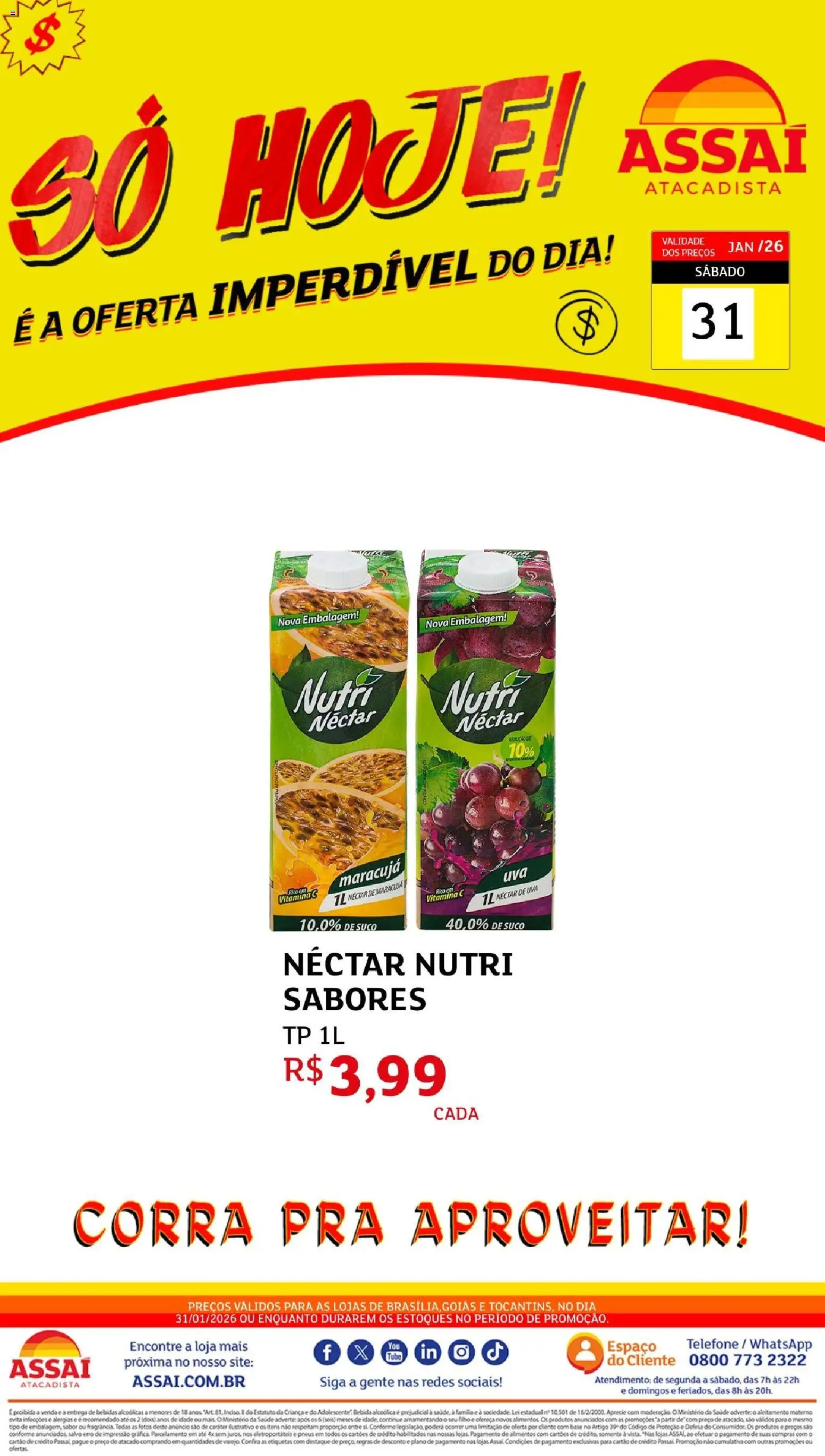 Assaí Atacadista Folheto - válido de 31.01.2026 | Página: 1 | Produtos: Maracujá, Suco, Pneus, Bebida