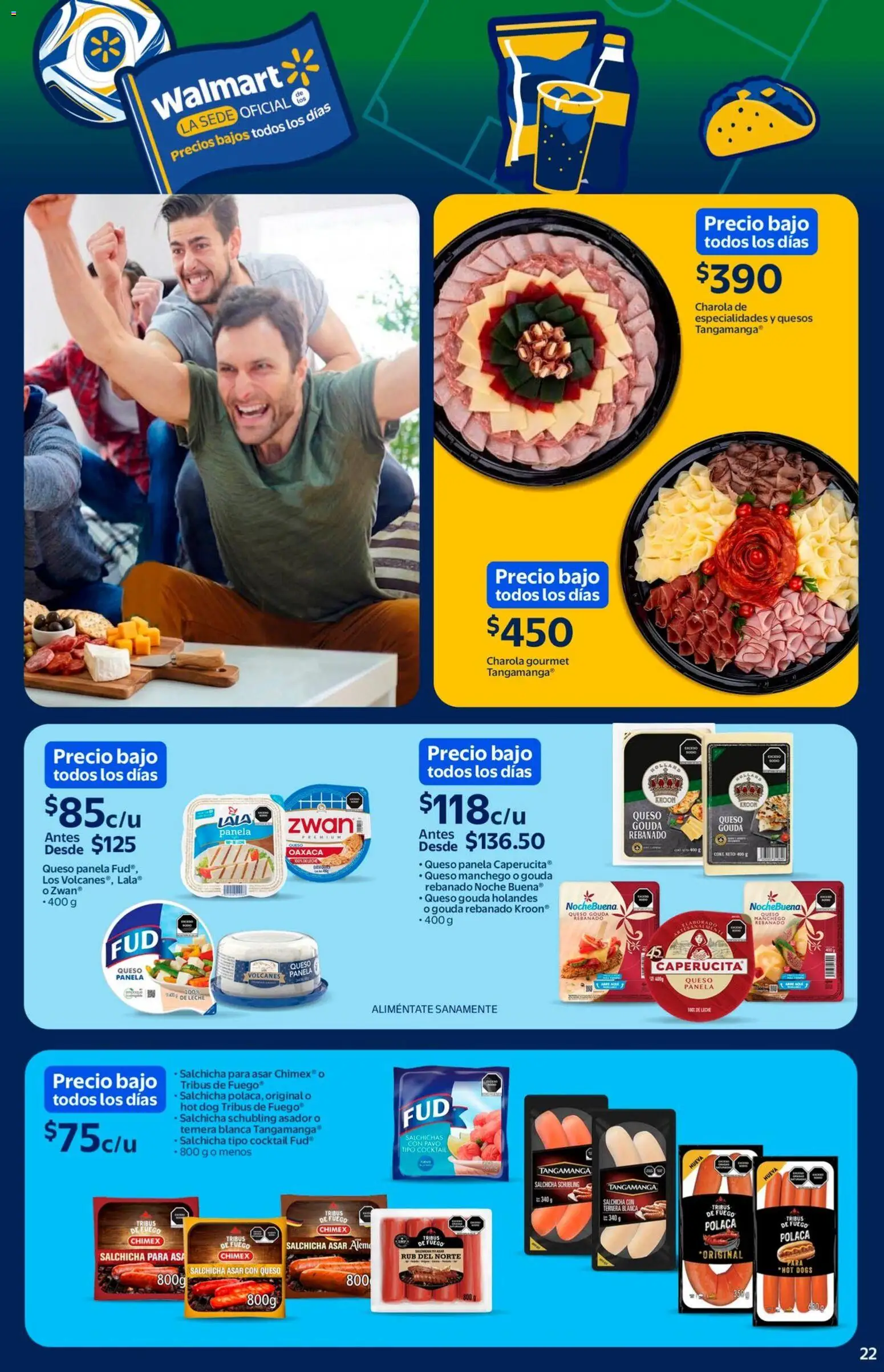 Nuevas ofertas de Walmart válidas en toda la República Mexicana desde el 23.04.2026. ¡Encuentra las mejores ofertas en Walmart folleto! | Página: 22 | Productos: Salchicha, Leche, Queso