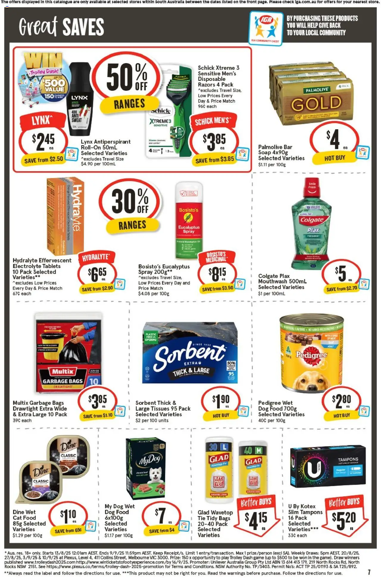IGA catalogue - valid from 20.08.2025 | Page: 7 | Products: Soap, Mouthwash, Trolley, Tie