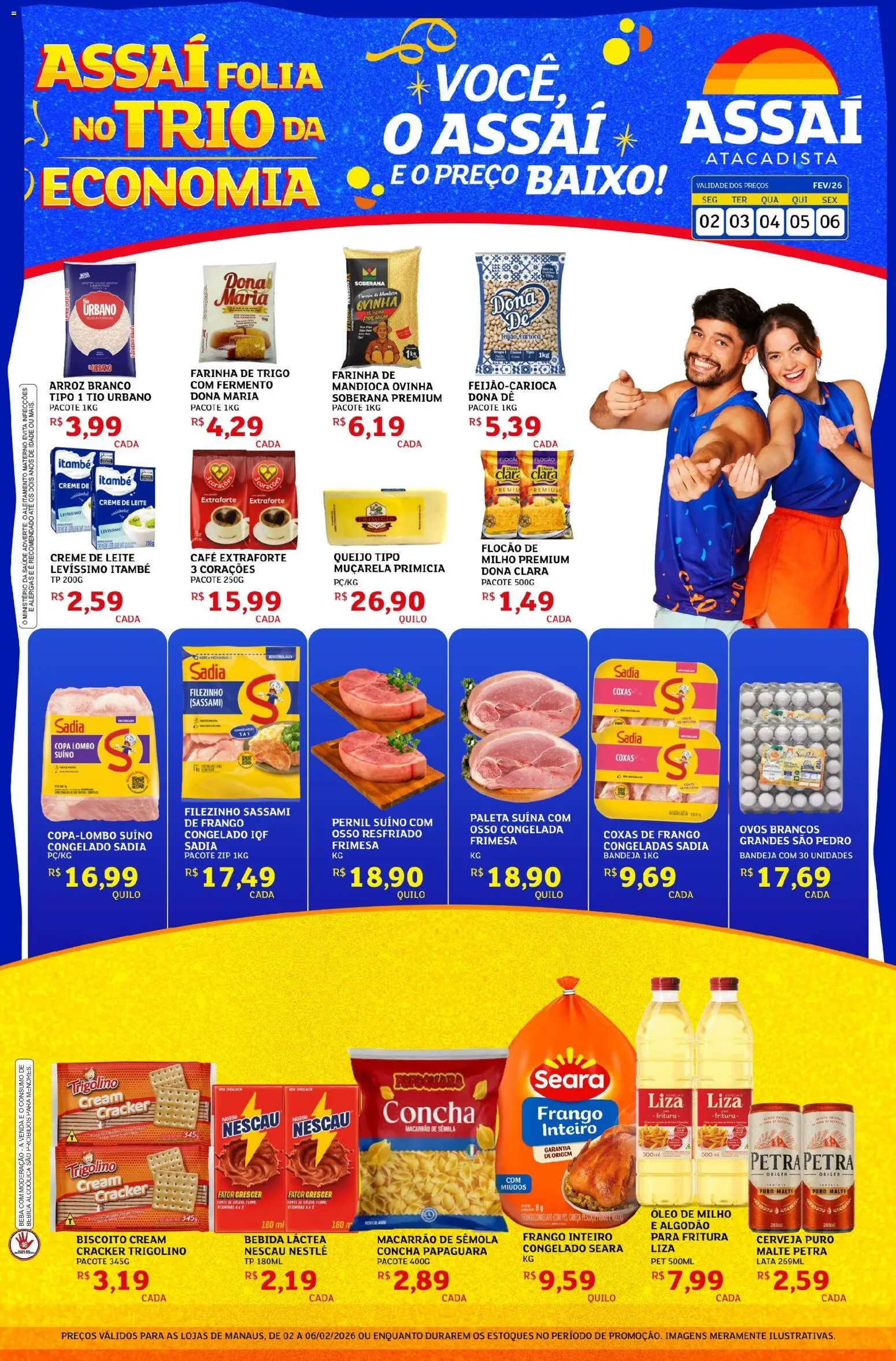 Assaí Atacadista Folheto - válido de 02.02.2026 | Página: 1 | Produtos: Biscoito, Óleo, Creme, Bebida