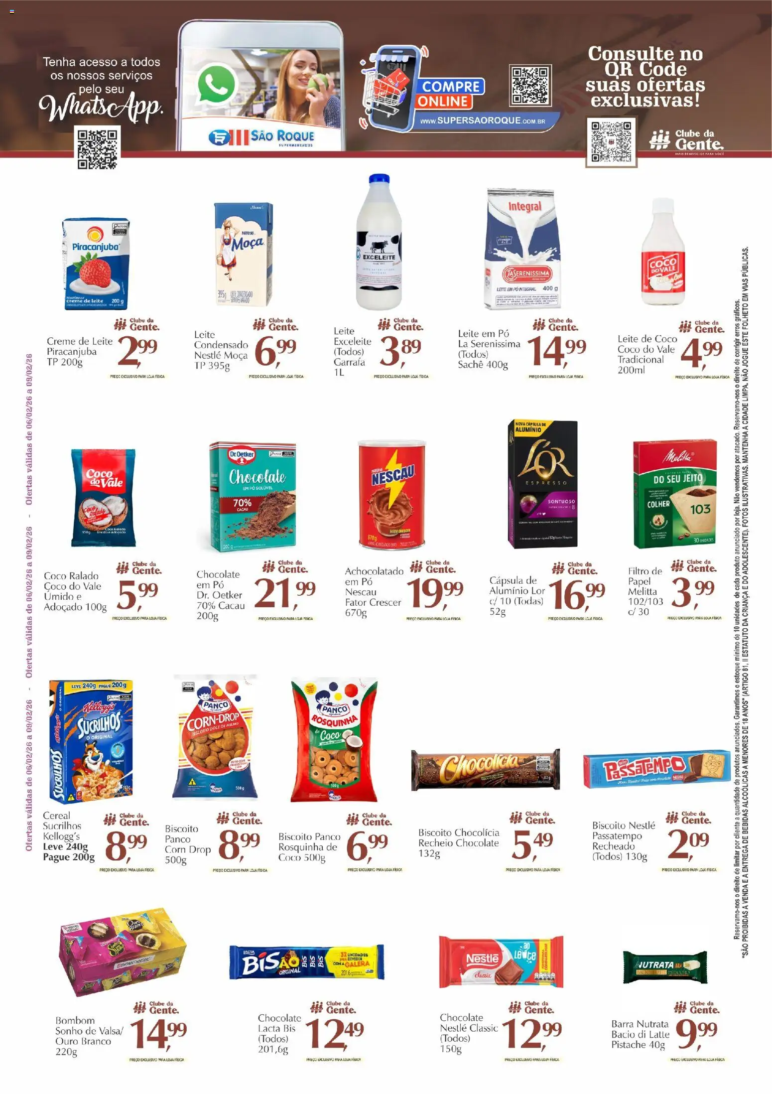São Roque Supermercados Folheto - válido de 13.02.2026 | Página: 2 | Produtos: Nescau, Leite, Chocolate, Creme de leite