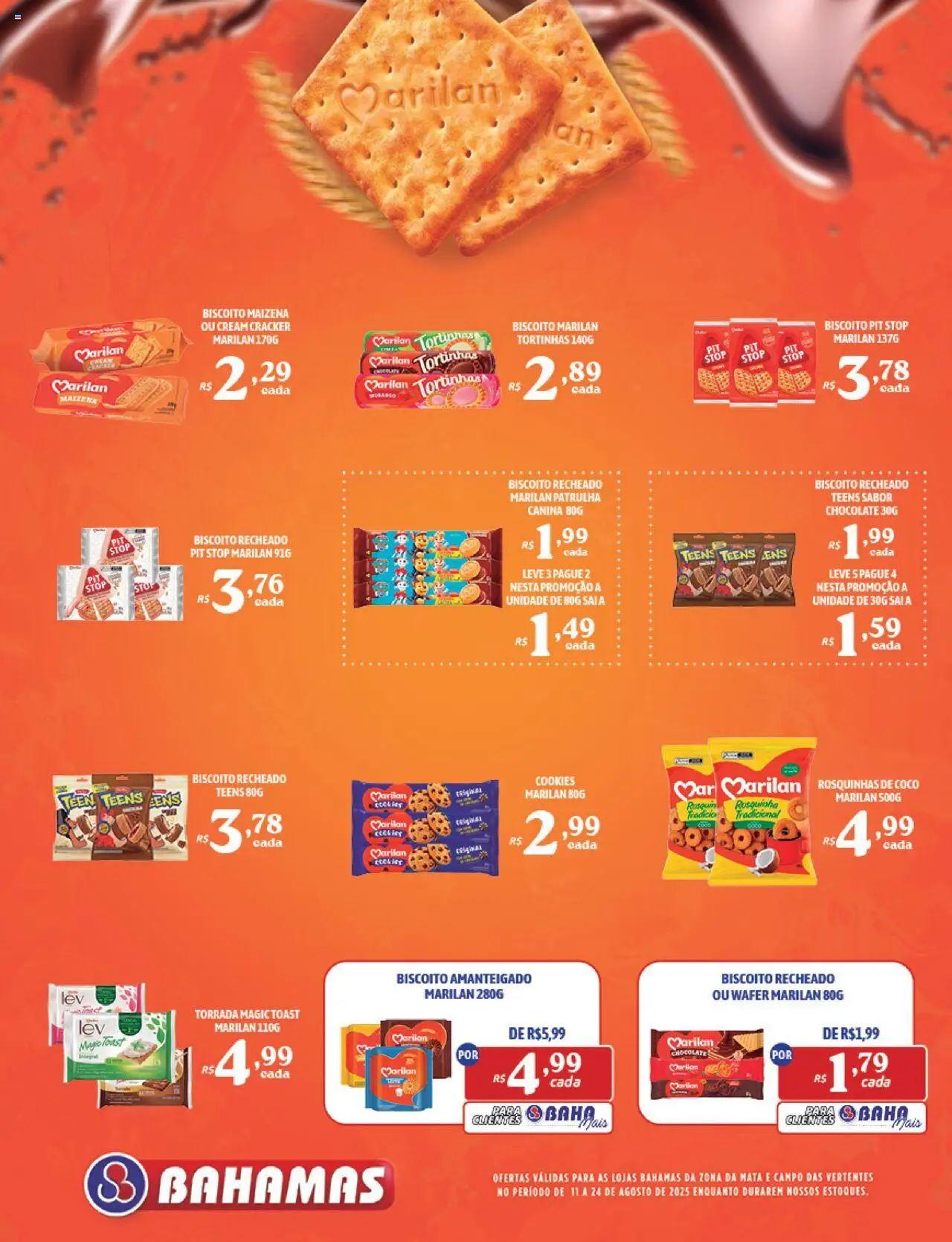 Bahamas Supermercados Folheto - válido de 11.08.2025 | Página: 4 | Produtos: Biscoito, Saia, Rosquinha, Cream cracker