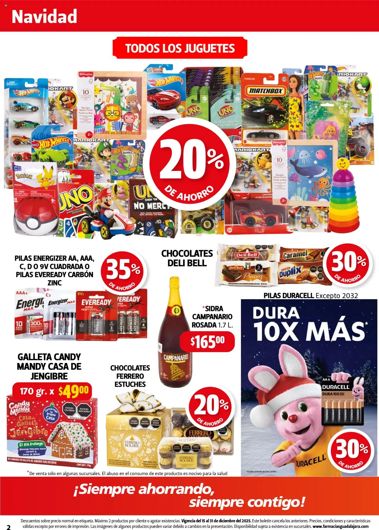 Nuevas ofertas de Farmacia Guadalajara válidas en toda la República Mexicana desde el 15.12.2025. ¡Encuentra las mejores ofertas en Farmacia Guadalajara catálogo! | Página: 2 | Productos: Sobre, Pilas