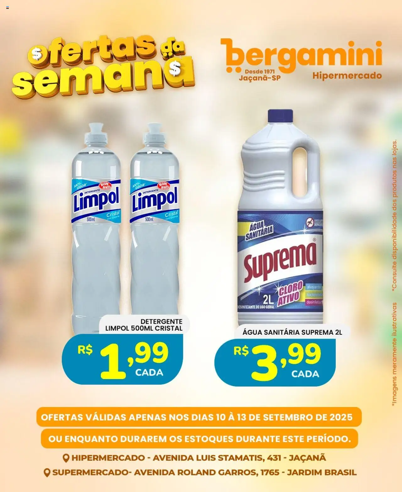 Supermercado Bergamini Folheto - válido de 10.09.2025 | Página: 10 | Produtos: Cloro, Alvejante, Detergente, Desinfetante
