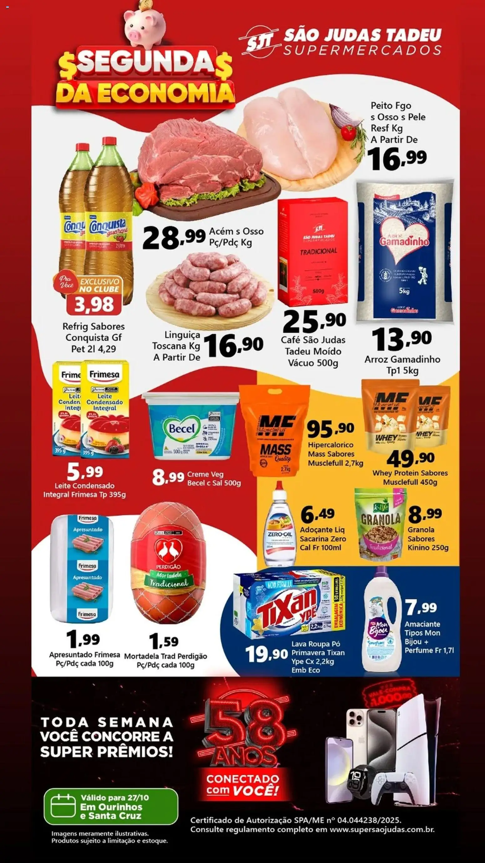 São Judas Tadeu Folheto - válido de 27.10.2025 | Página: 1 | Produtos: Mortadela, Arroz, Creme, Sal