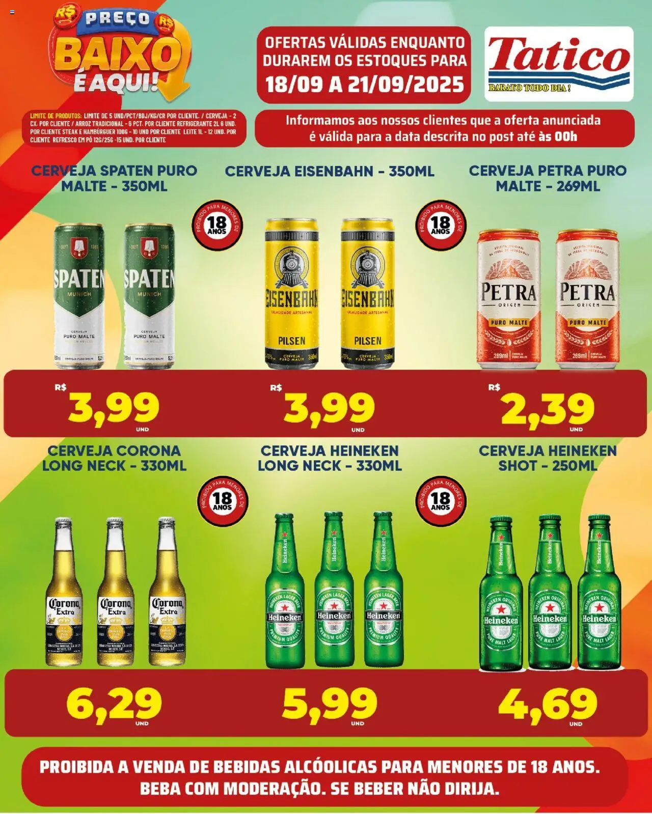 Tatico Folheto - válido de 18.09.2025 | Página: 5 | Produtos: Refresco, Cerveja, Arroz, Hambúrguer