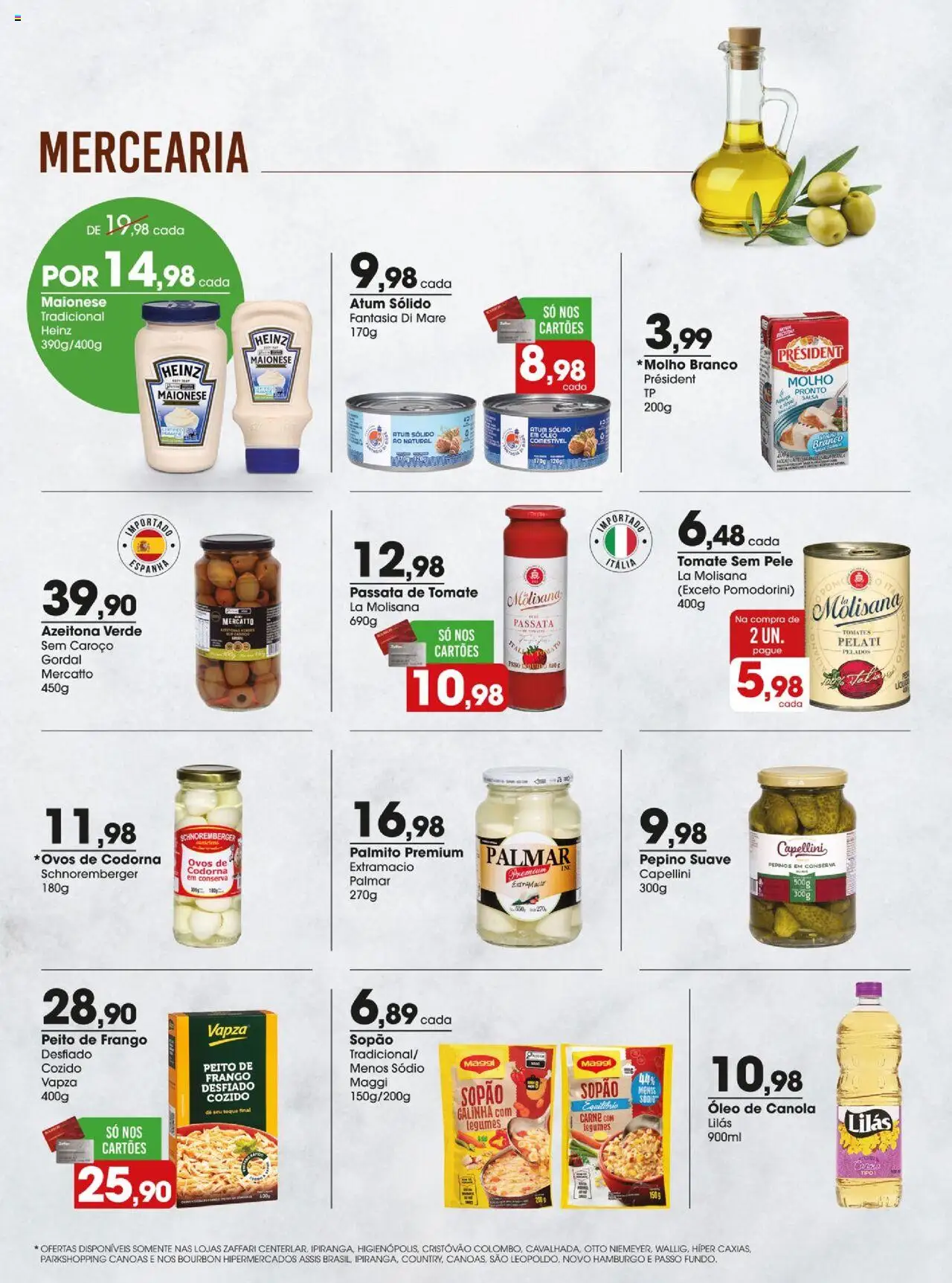 Zaffari Folheto - válido de 29.07.2025 | Página: 3 | Produtos: Frango, Ovos de codorna, Atum, Peito de frango