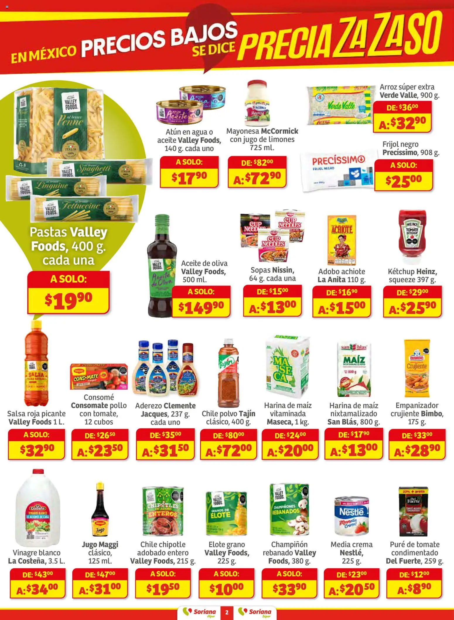 Nuevas ofertas de Soriana válidas en toda la República Mexicana desde el 13.11.2025. ¡Encuentra las mejores ofertas en Soriana - Preciazazaso Súper: Camp, Chia, Oax, Q. Roo, Tab, Yuc! | Página: 2 | Productos: Pollo, Mayonesa, Atún, Tomate