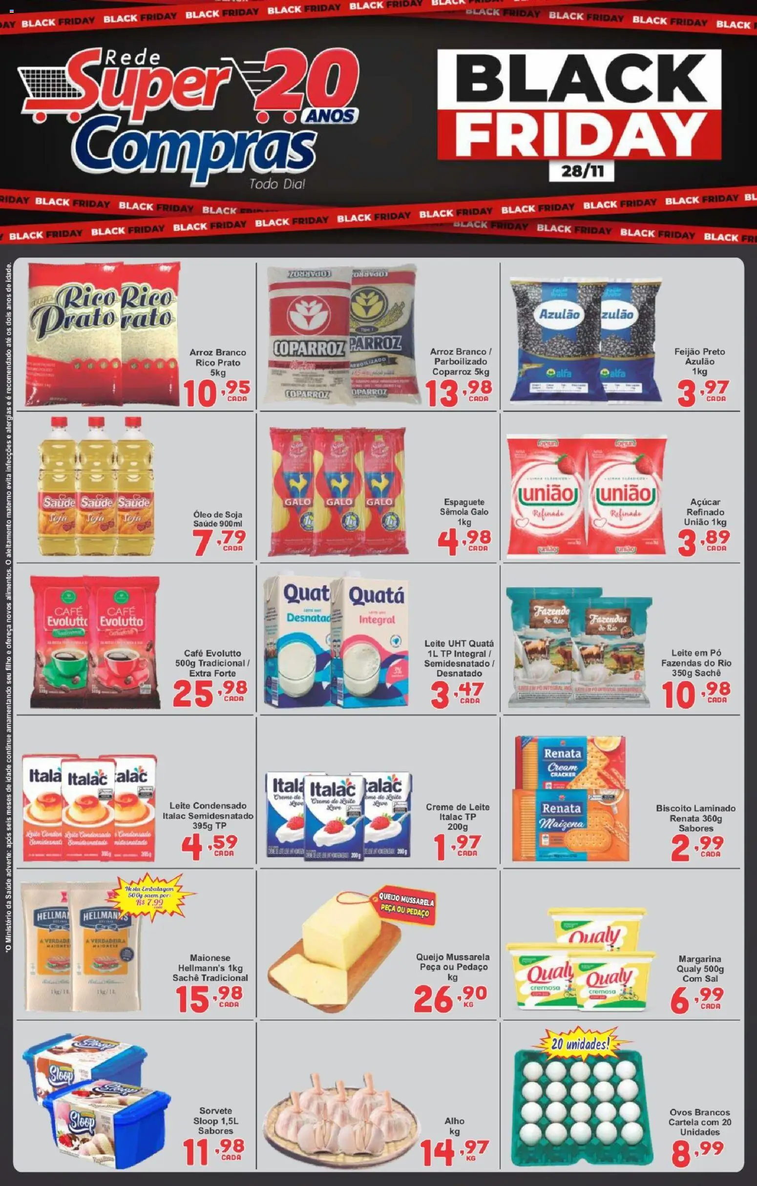 Rede Super Compras Folheto - válido de 28.11.2025 | Página: 1 | Produtos: Feijão, Café, Creme de leite, Leite em pó