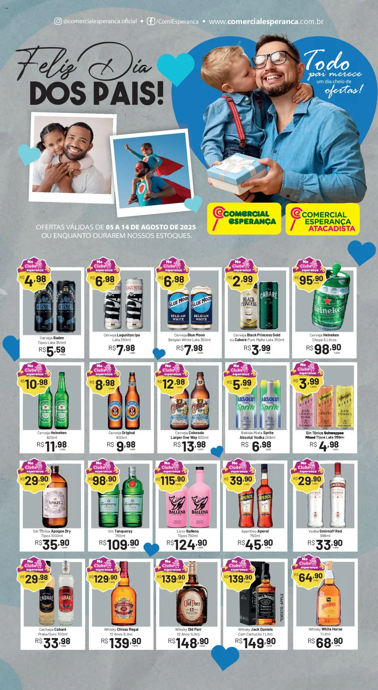 Comercial Esperança Folheto - válido de 05.08.2025 | Página: 1 | Produtos: Cartucho, Whisky, Cerveja, Heineken