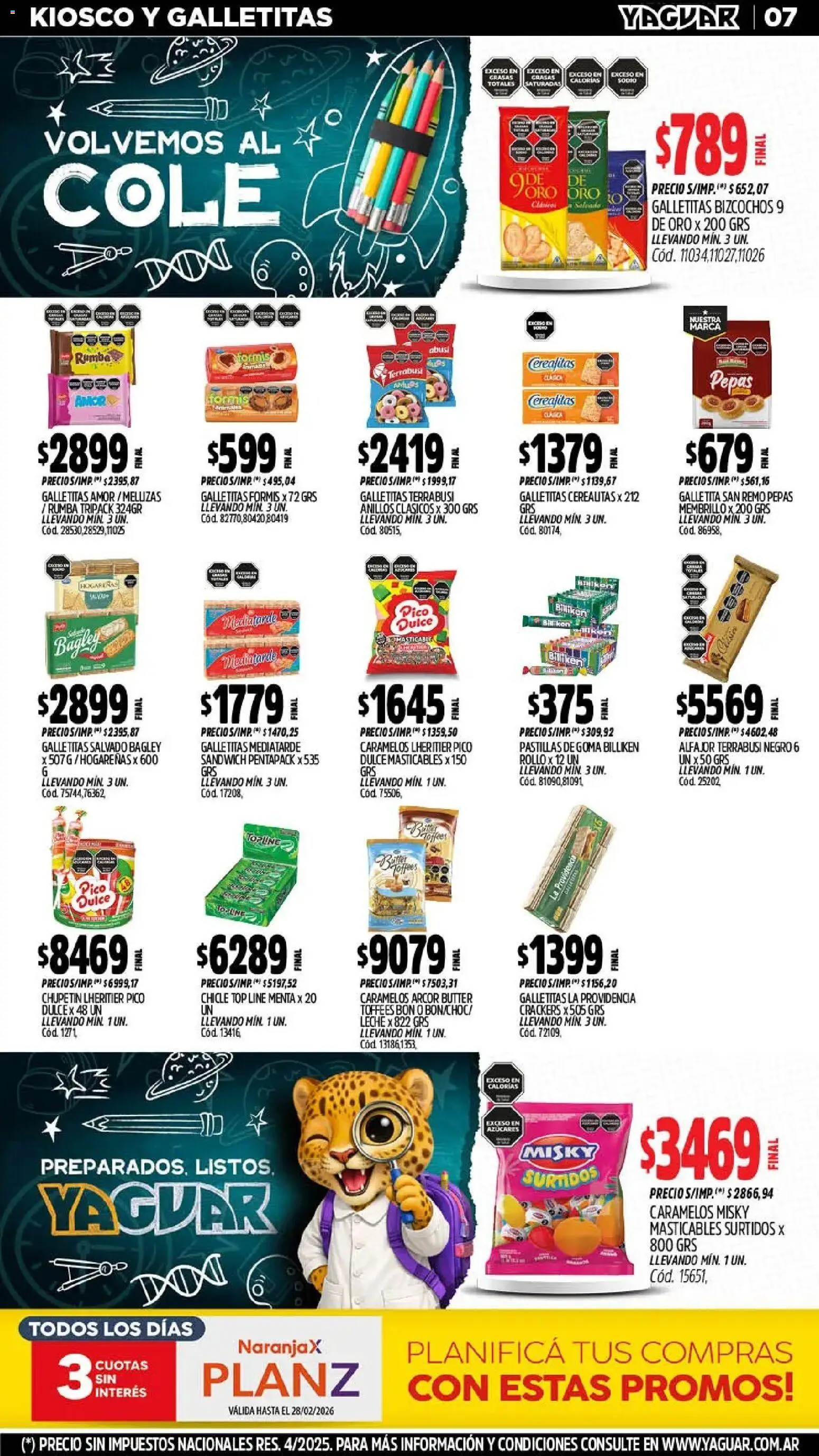 Yaguar - Oferta Semanal Córdoba │ válido desde el 23.02.2026 | Página: 7 | Productos: Pico, Galletitas, Leche, Bizcochos