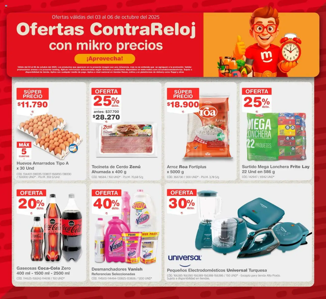 Makro revista - valida desde el 03.10.2025 | Página: 1 | Productos: Cerdo, Arroz, Tocineta, Polvo