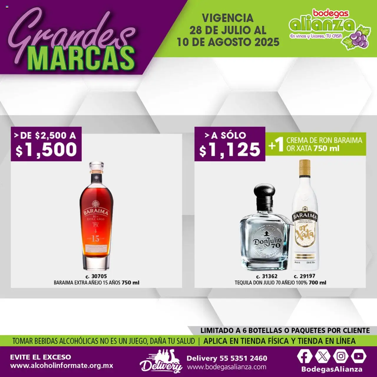 Nuevas ofertas de Bodegas Alianza válidas en toda la República Mexicana desde el 11.08.2025. ¡Encuentra las mejores ofertas en Bodegas Alianza - Catálogo Grandes Marcas! | Página: 11 | Productos: Crema, Tequila