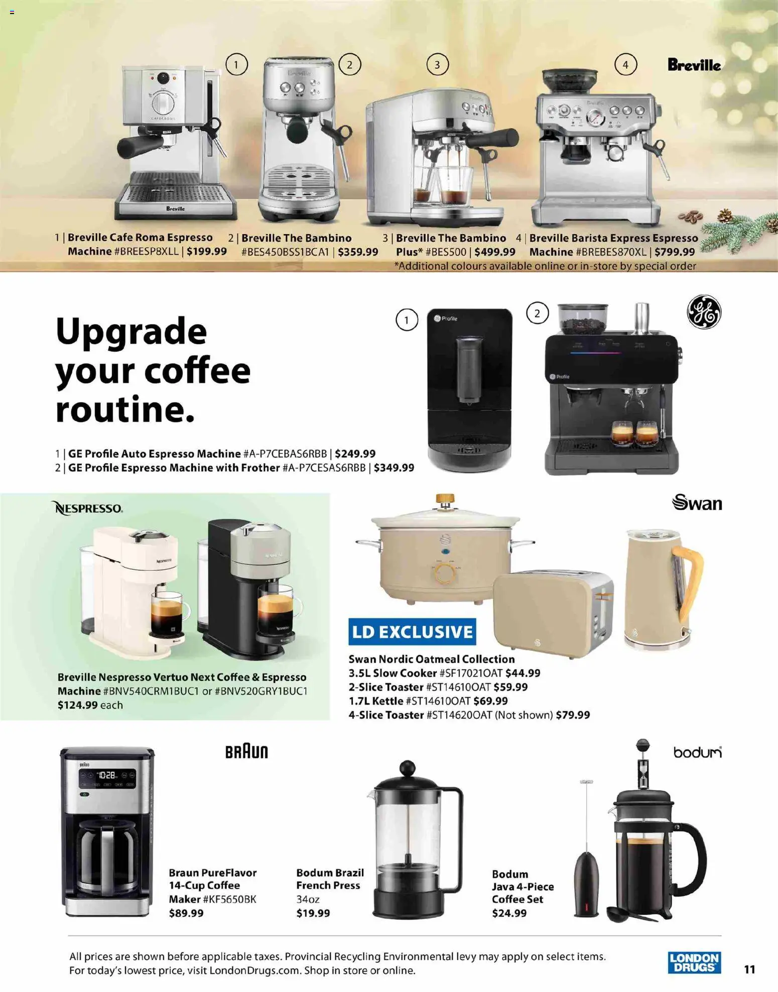 London Drugs flyer valid from 12.11.2025 | Page: 11 | Products: Kettle, Toaster, Cooker, Coffee