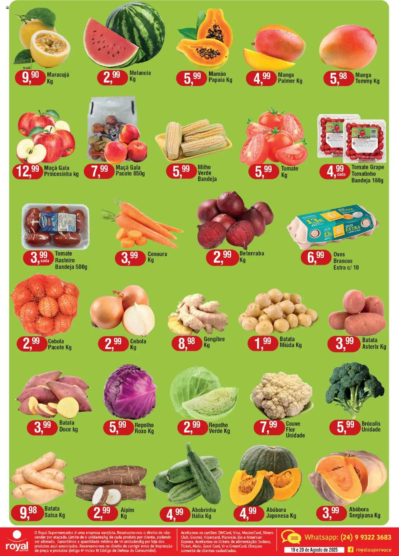 Royal Supermercados Folheto - válido de 19.08.2025 | Página: 2 | Produtos: Beterraba, Gengibre, Bandeja, Couve