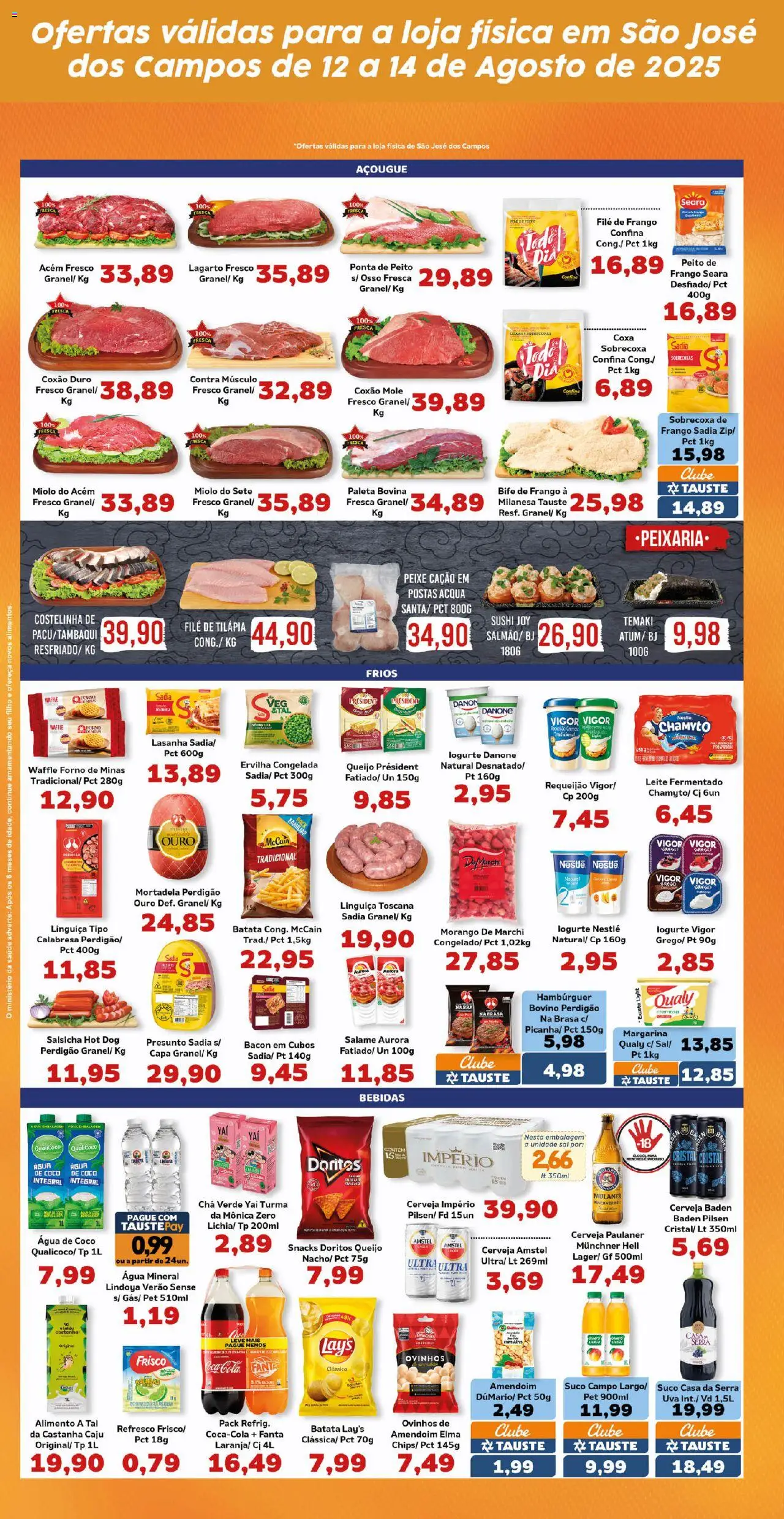 Tauste Folheto - válido de 12.08.2025 | Página: 4 | Produtos: Filé de frango, Hambúrguer, Batata, Chá verde