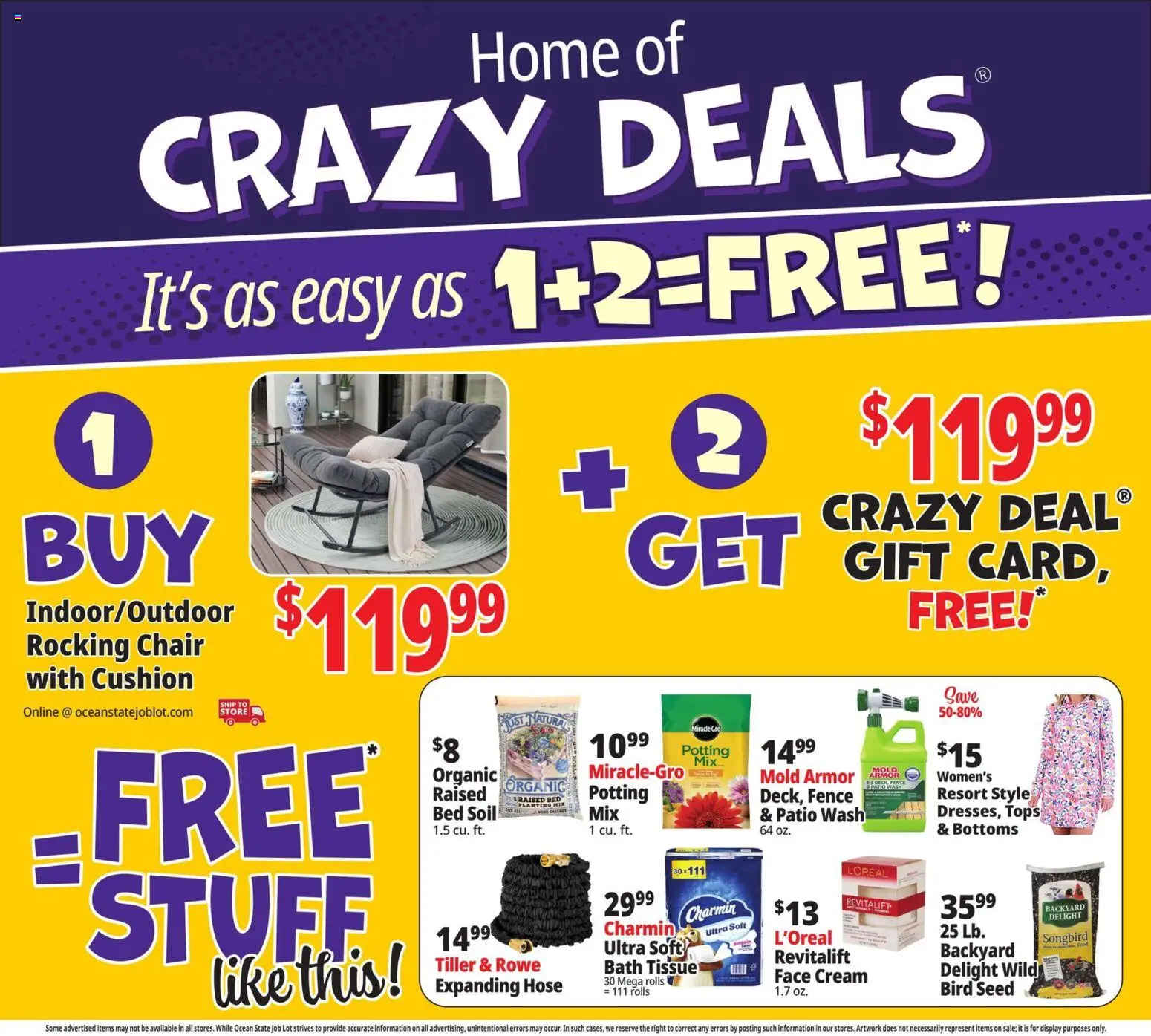 Ocean State Job Lot Weekly Ad - valid from 02.04.2026 | Page: 2 | Products: Chair, Bath, Cream, Cushion