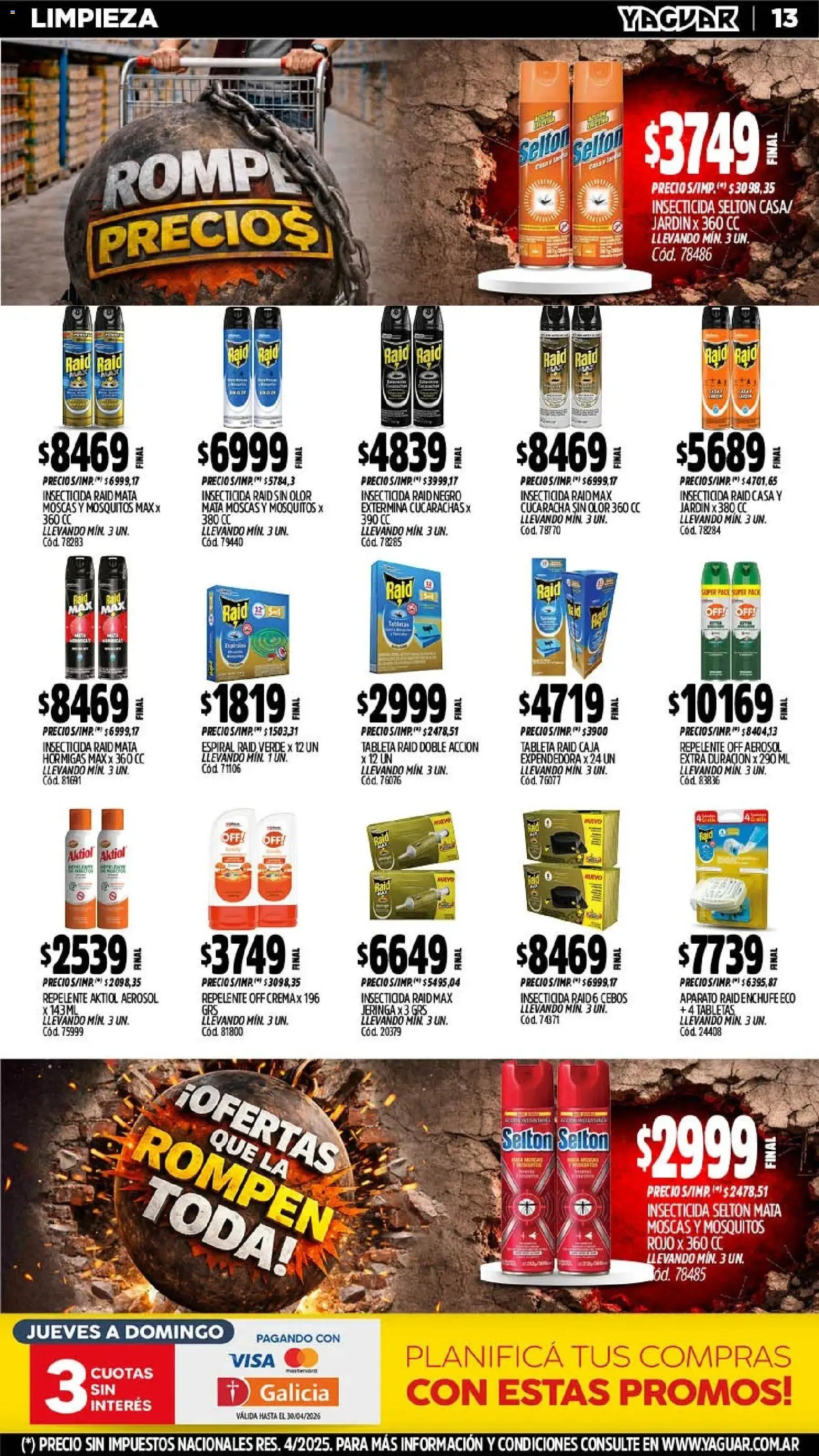 Yaguar - Oferta Semanal Neuquen │ válido desde el 20.04.2026 | Página: 13 | Productos: Repelente, Insecticida, Enchufe, Caja