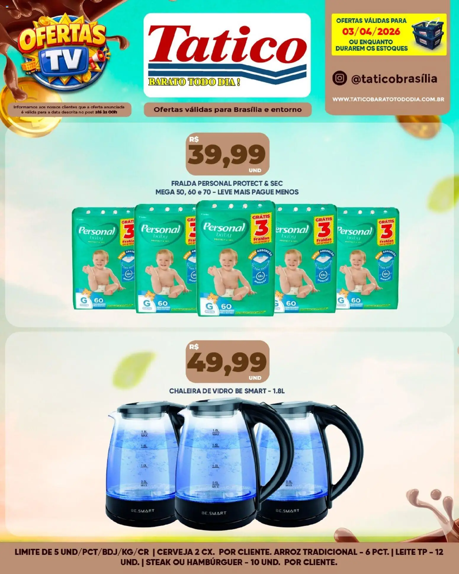 Tatico Folheto - válido de 03.04.2026 | Página: 16 | Produtos: Chaleira, Leite, Arroz, Fraldas