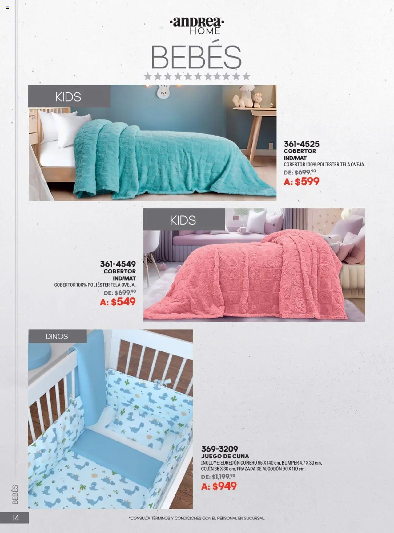 Nuevas ofertas de Andrea válidas en toda la República Mexicana desde el 22.06.2025. ¡Encuentra las mejores ofertas en Andrea catálogo Home! | Página: 14 | Productos: Cobertor, Juego, Algodón, Cuna