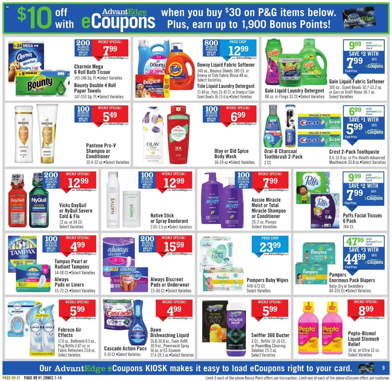 Price Chopper Weekly Ad - valid from 12.10.2025 | Page: 9 | Products: Detergent, Pads, Tampons, Underwear
