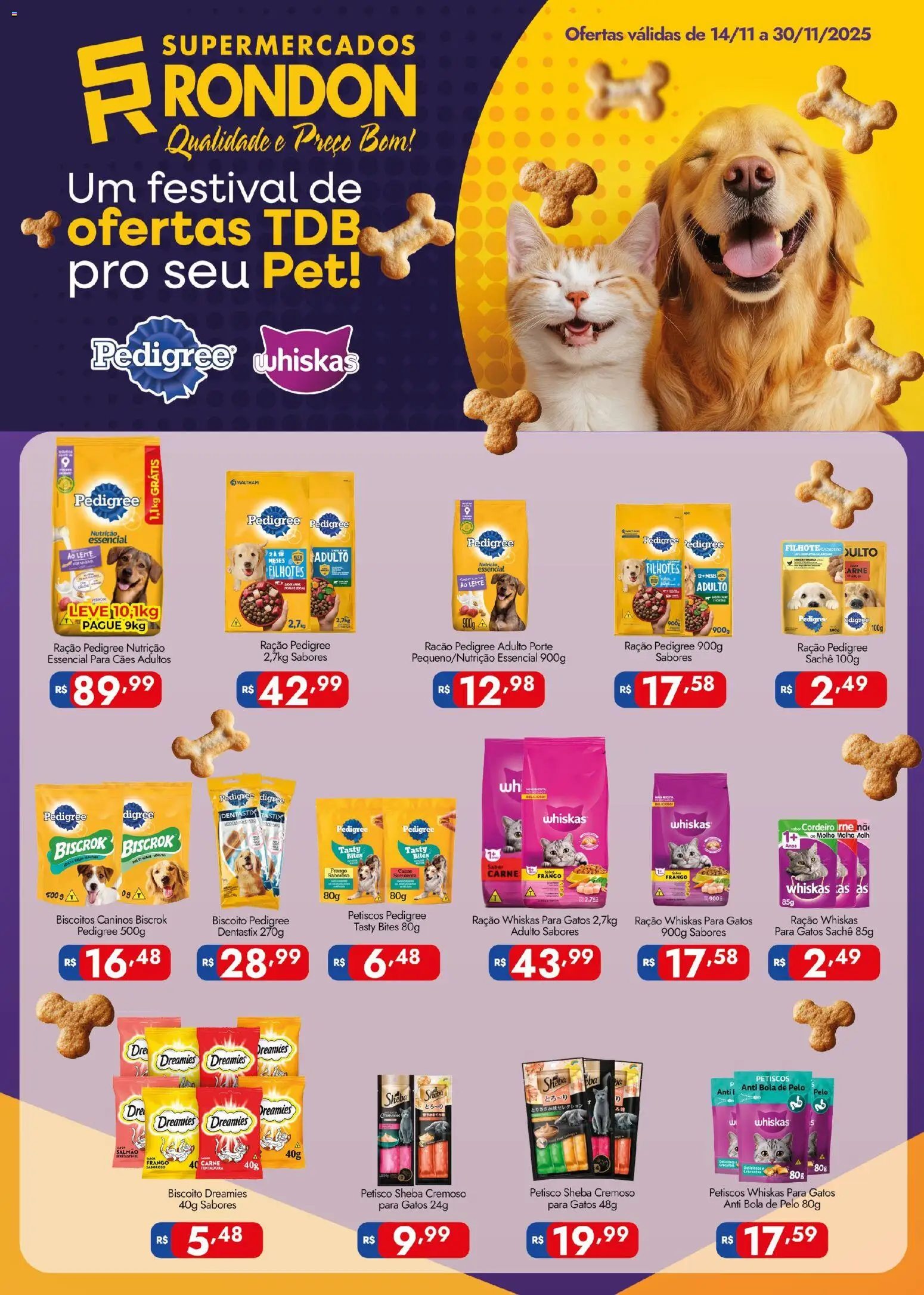 Supermercados Rondon Folheto - válido de 14.11.2025 | Página: 1 | Produtos: Biscoito, Leite, Cordeiro, Carne