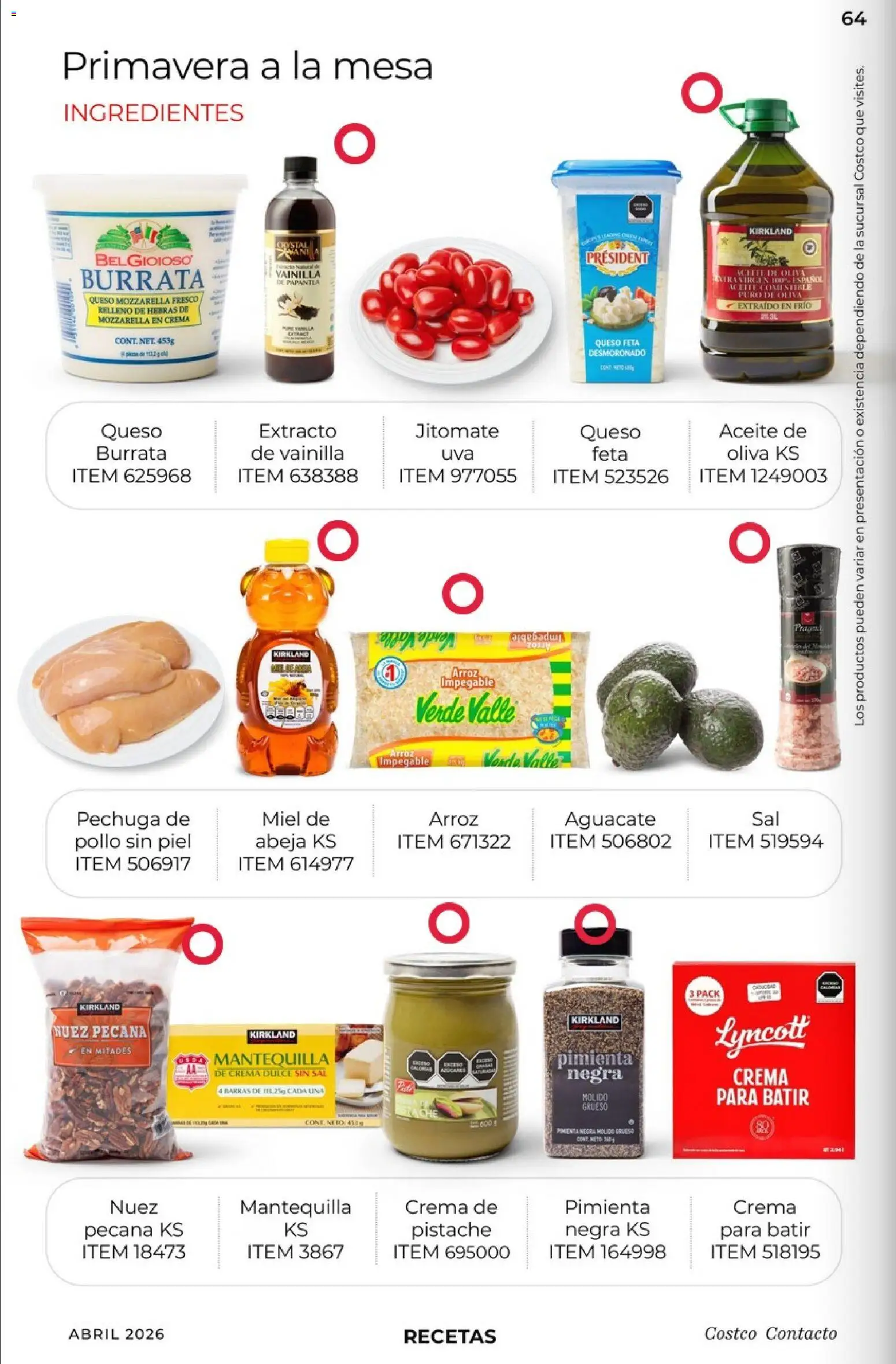 Nuevas ofertas de Costco válidas en toda la República Mexicana desde el 01.04.2026. ¡Encuentra las mejores ofertas en Costco Revista Abril 2026! | Página: 64 | Productos: Pollo, Sal, Nuez, Arroz