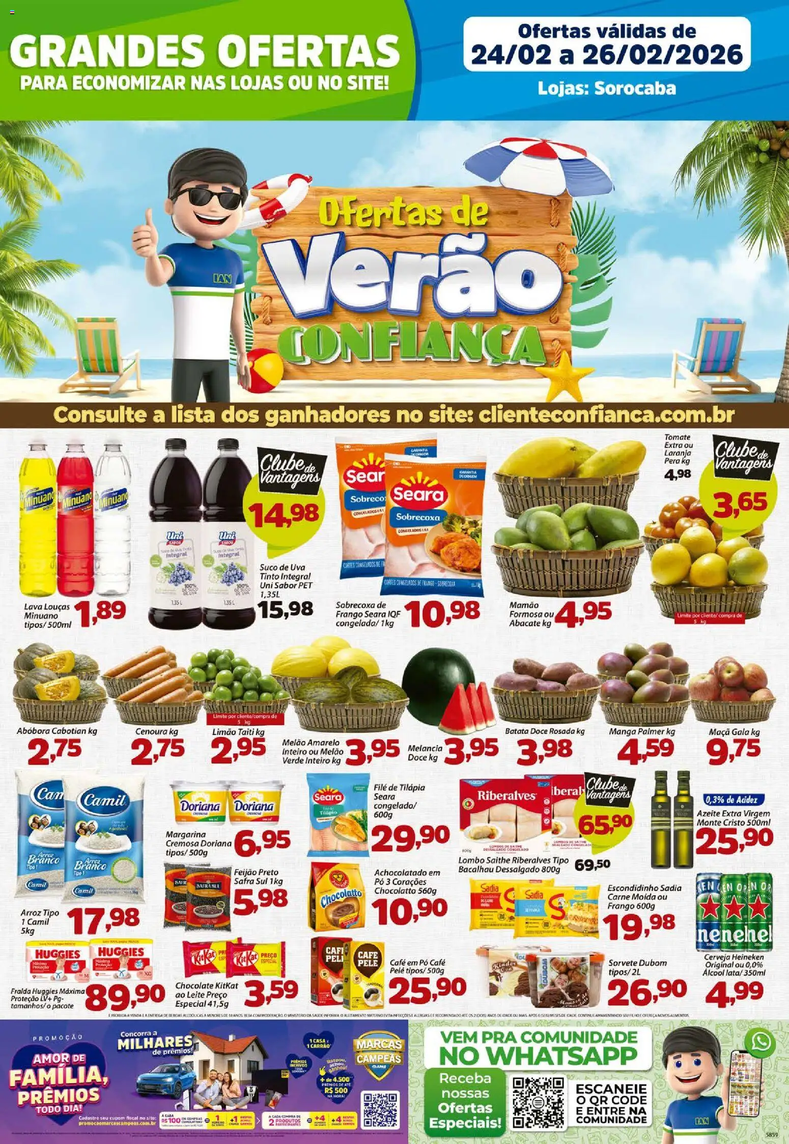 Confiança Folheto - válido de 24.02.2026 | Página: 1 | Produtos: Feijão, Pó, Leite, Cerveja