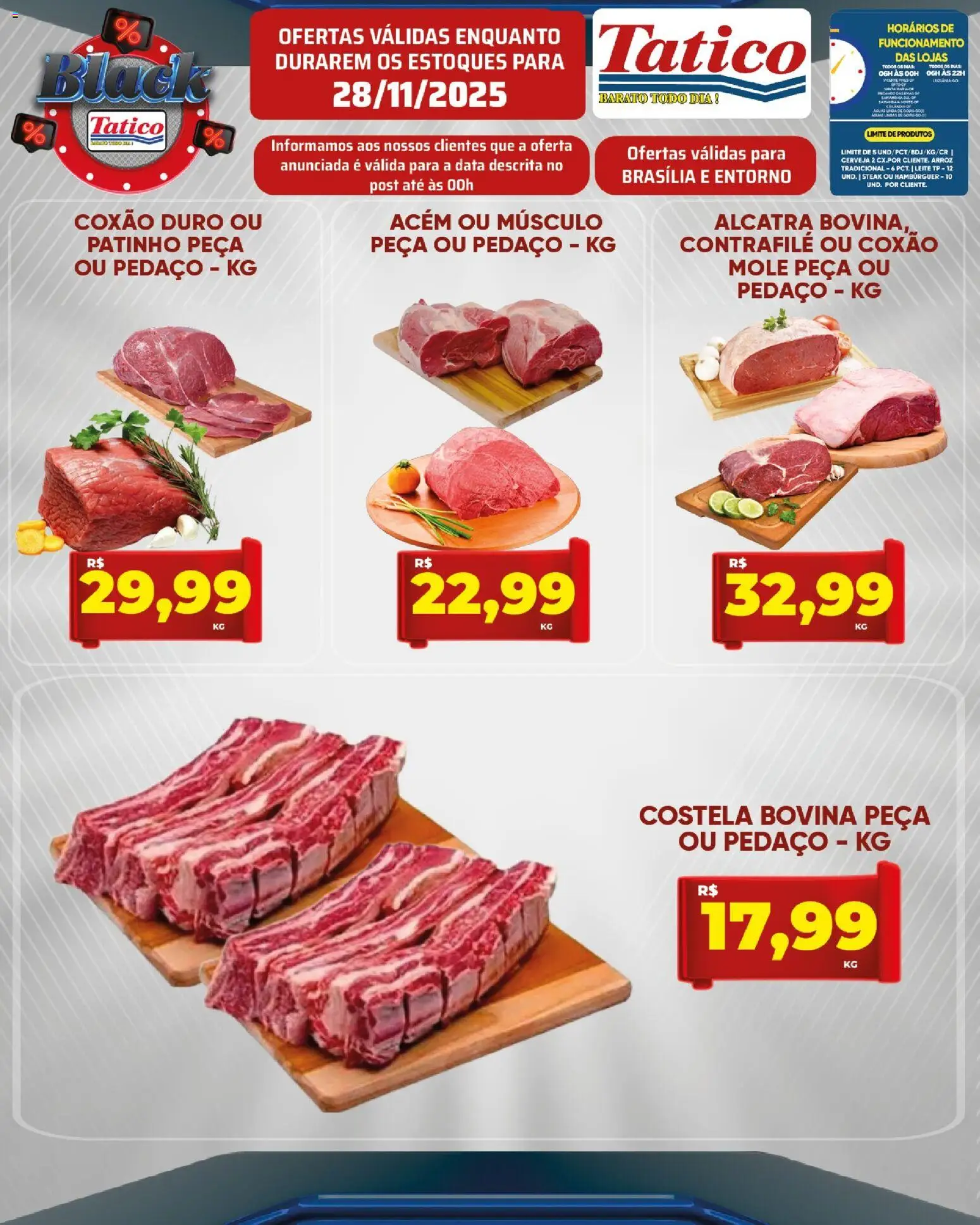 Tatico Folheto - válido de 28.11.2025 | Página: 8 | Produtos: Acém, Alcatra, Arroz, Hambúrguer