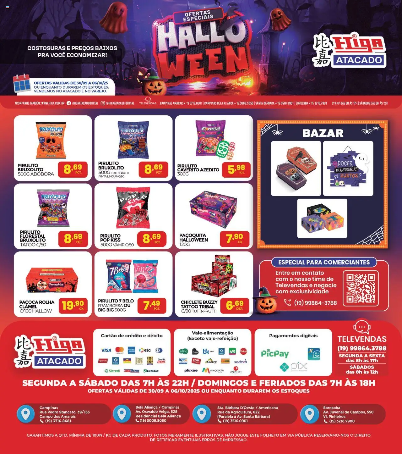 Higa Atacado Folheto - válido de 30.09.2025 | Página: 1 | Produtos: Abóbora, Aliança, Paçoca, Chiclete