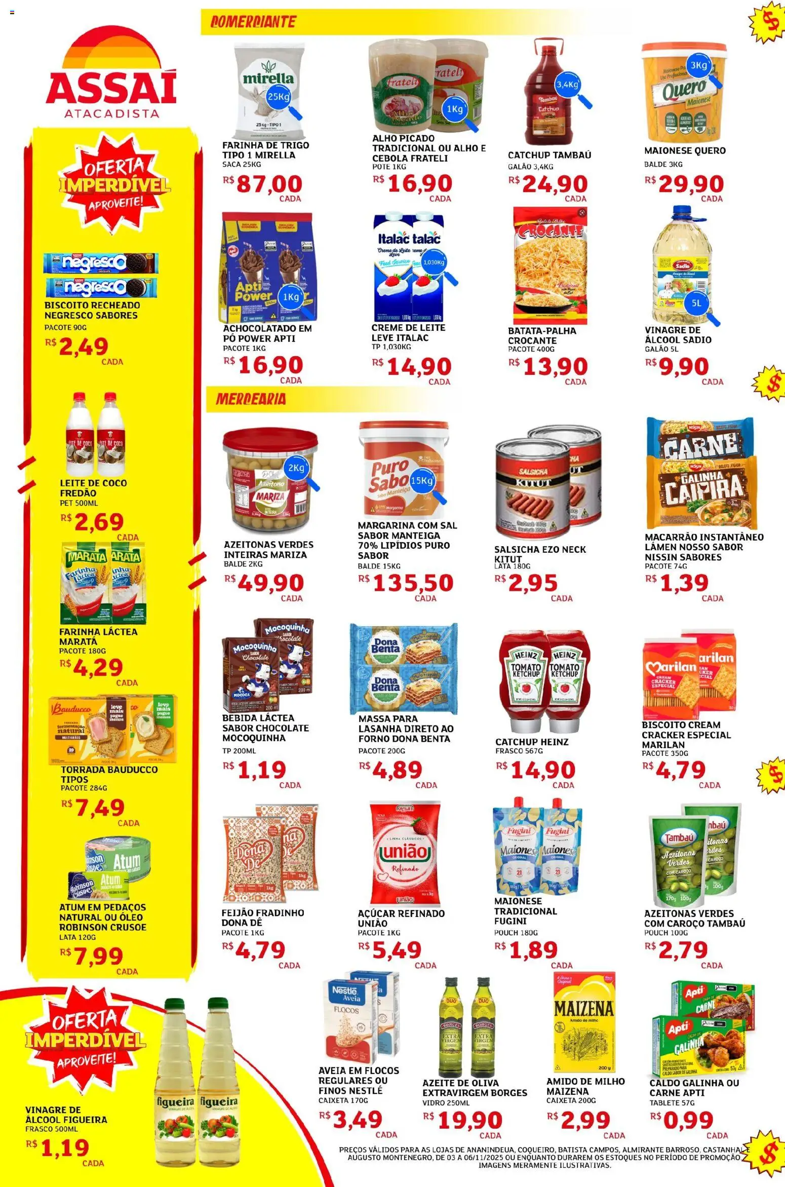 Assaí Atacadista Folheto - válido de 03.11.2025 | Página: 2 | Produtos: Amido de milho, Manteiga, Carne, Macarrão instantâneo