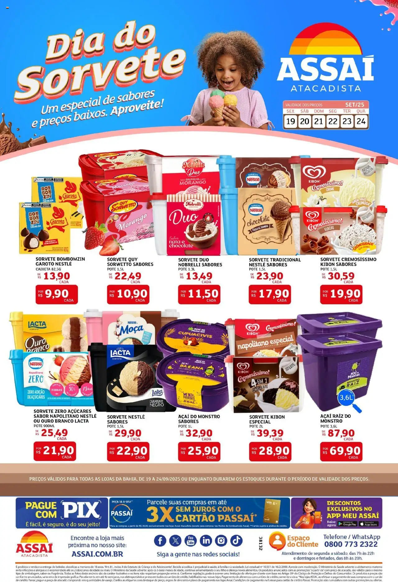 Assaí Atacadista Folheto - válido de 19.09.2025 | Página: 1 | Produtos: Base, Bebida, Telefone, Açaí
