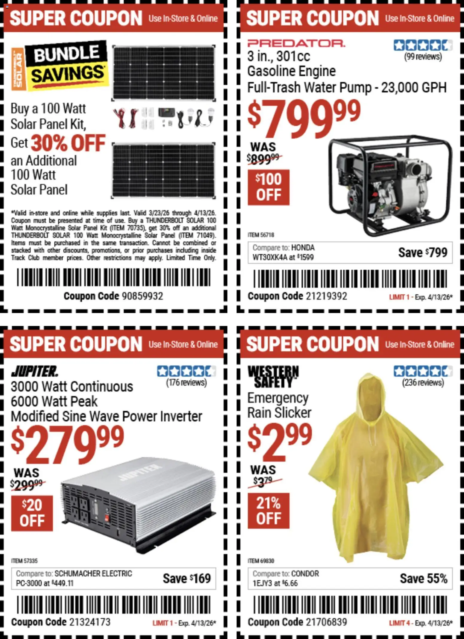 Harbor Freight Weekly Ad - valid from 23.03.2026 | Page: 13 | Products: Pump, Water, Power Inverter