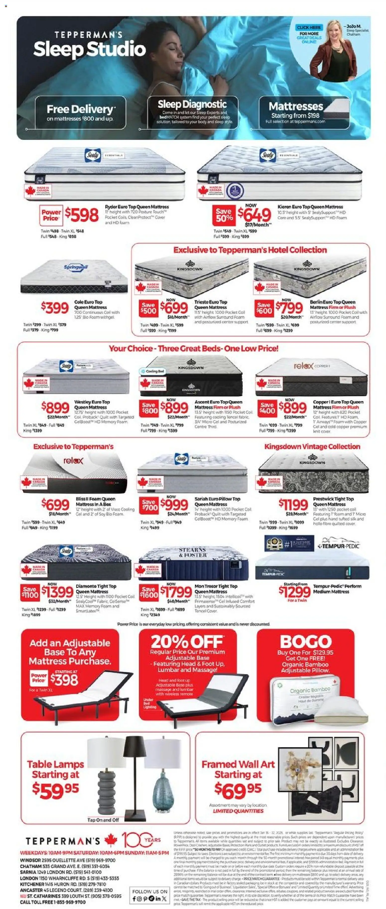 Tepperman's flyer valid from 16.01.2026 | Page: 10 | Products: Mattress, Pillow, Table, Box