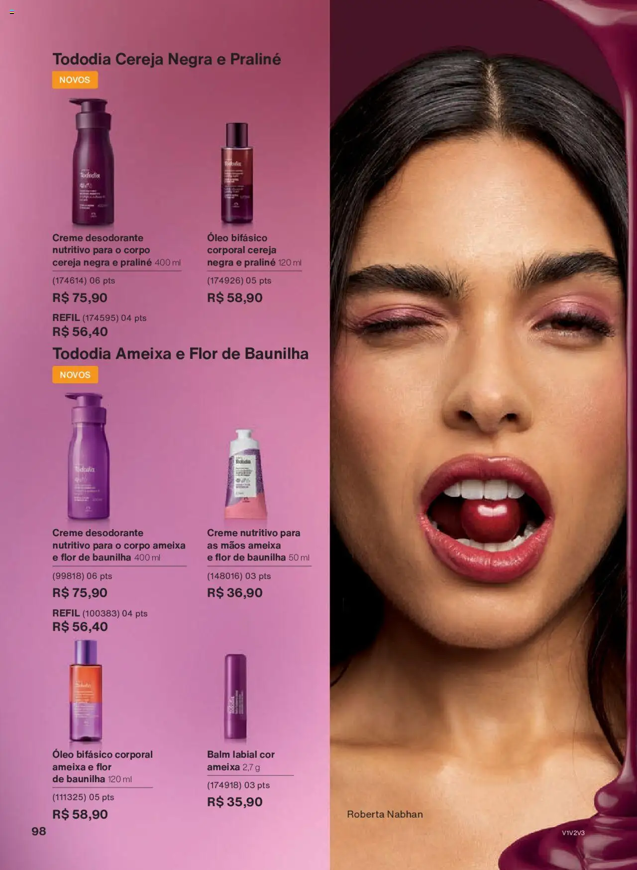 Natura Folheto - válido de 05.06.2025 | Página: 98 | Produtos: Cereja, Desodorante, Óleo, Creme