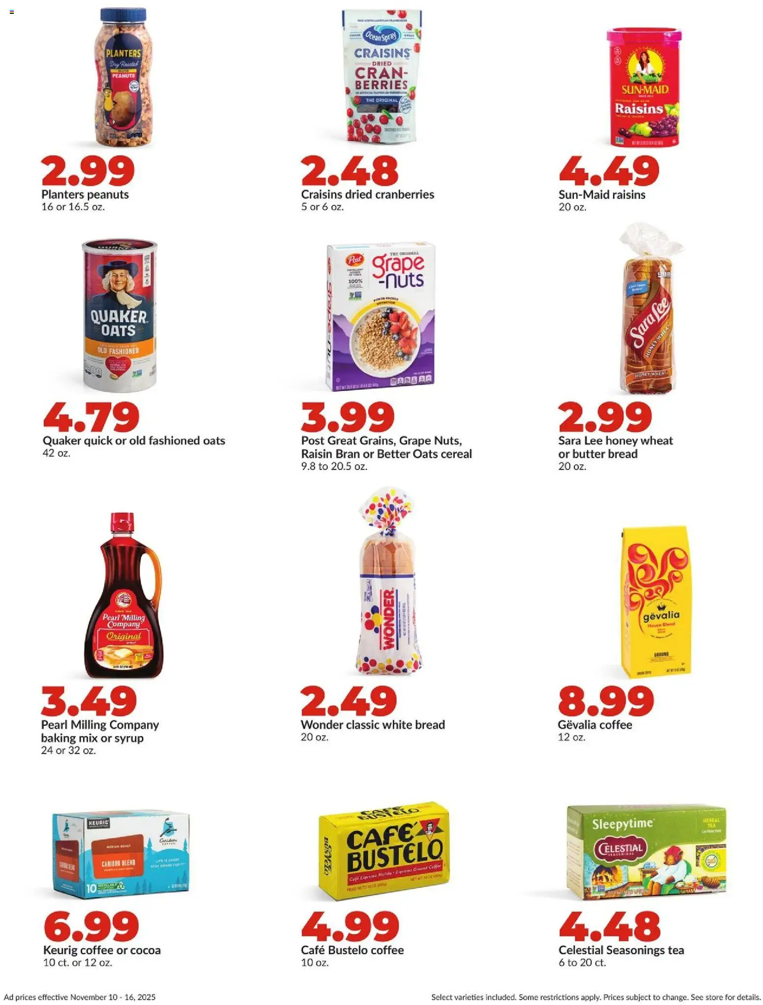 HyVee Weekly Ad - valid from 10.11.2025 | Page: 27 | Products: Butter, Coffee, Tea, Raisins