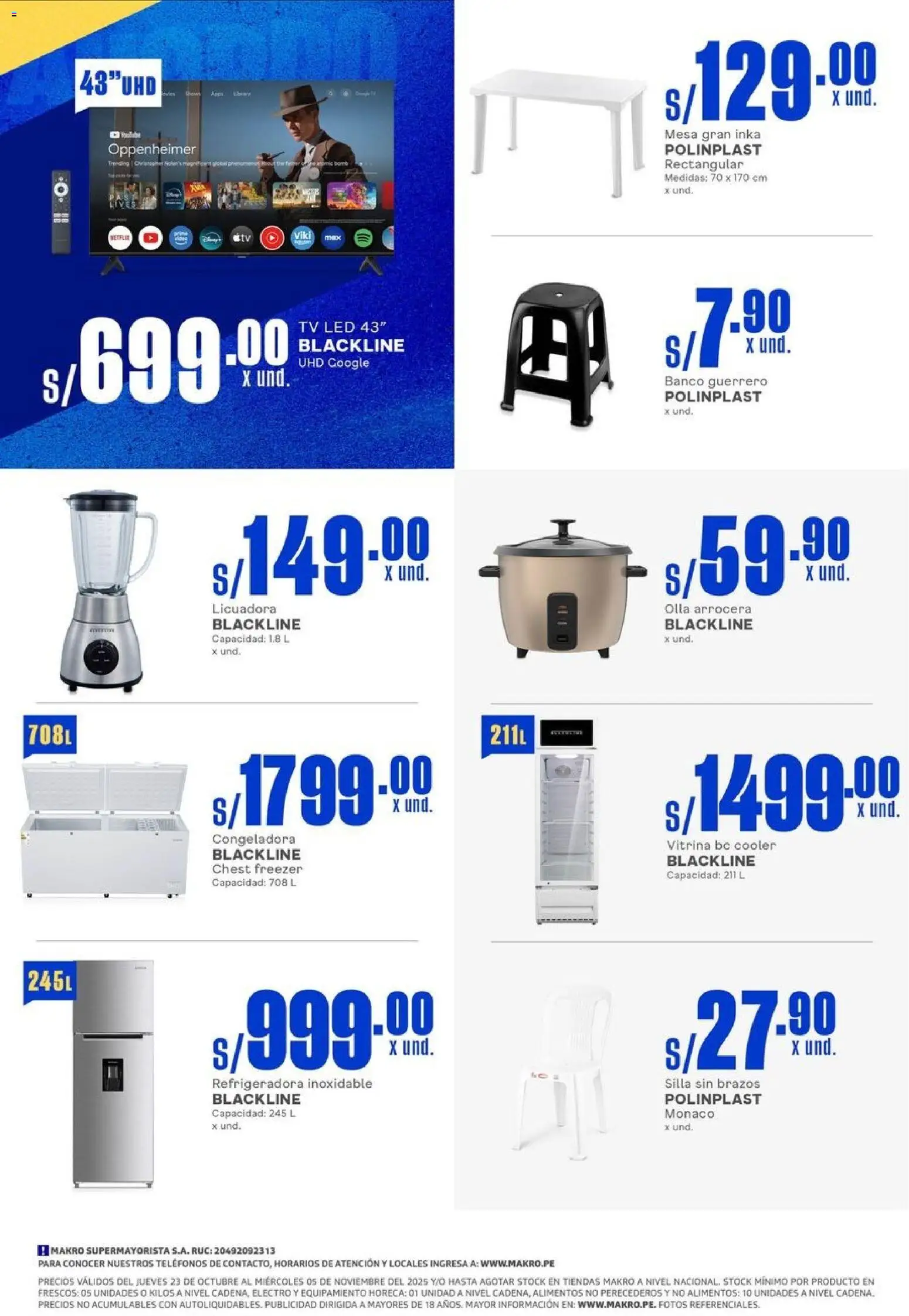 Catálogo Makro válido desde 23.10.2025 | Página: 24 | Productos: Mesa, Silla, Licuadora