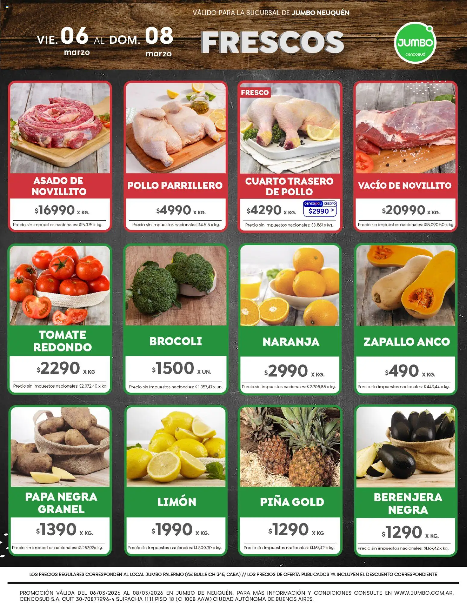 Jumbo ofertas Neuquén │ válido desde el 06.03.2026 | Página: 6 | Productos: Zapallo, Brocoli, Limón, Piña