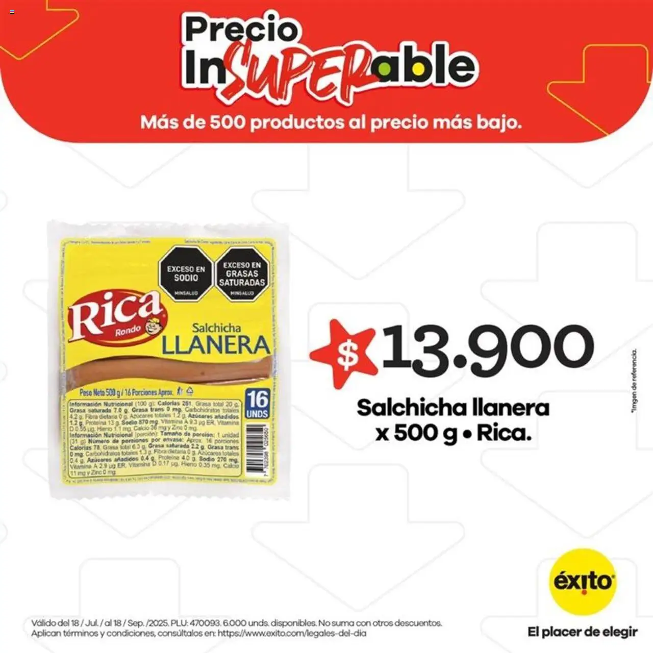 Éxito revista - valida desde el 18.07.2025 | Página: 5 | Productos: Salchicha, Peso