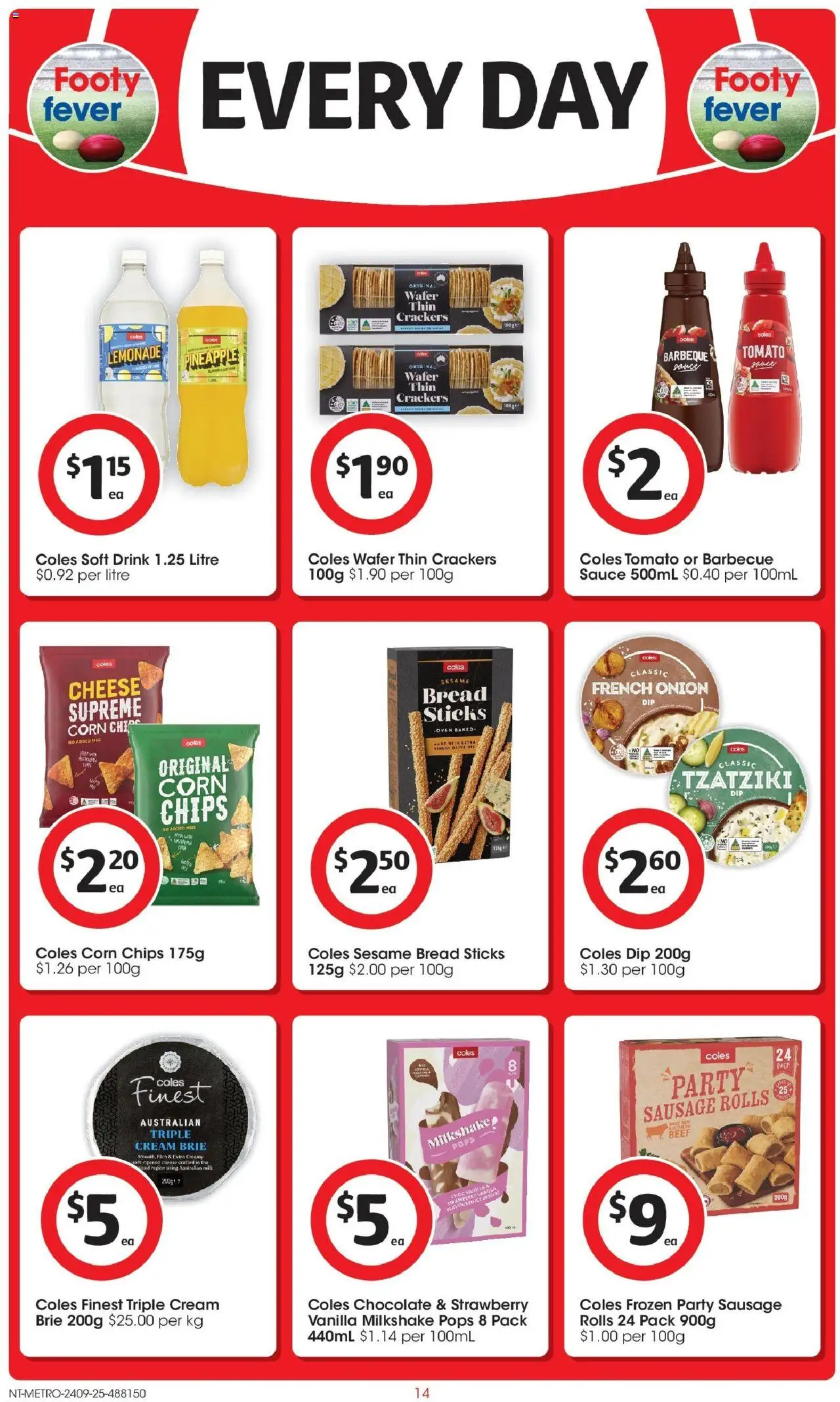 Coles catalogue - valid from 24.09.2025 | Page: 14 | Products: Crackers, Chocolate, Beef, Cream