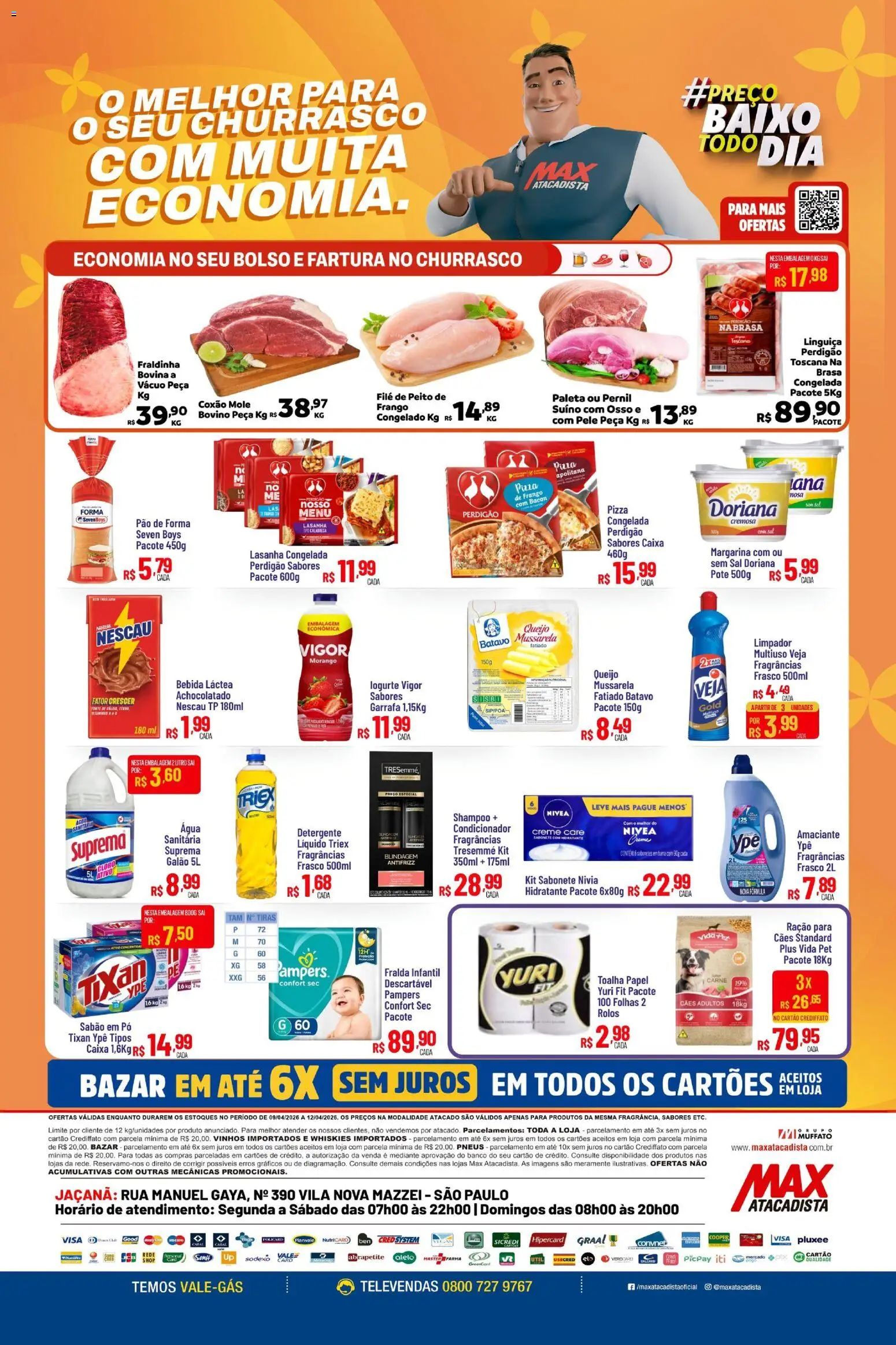 Max Atacadista Folheto - válido de 09.04.2026 | Página: 2 | Produtos: Limpador multiuso, Doriana, Pneus, Lasanha